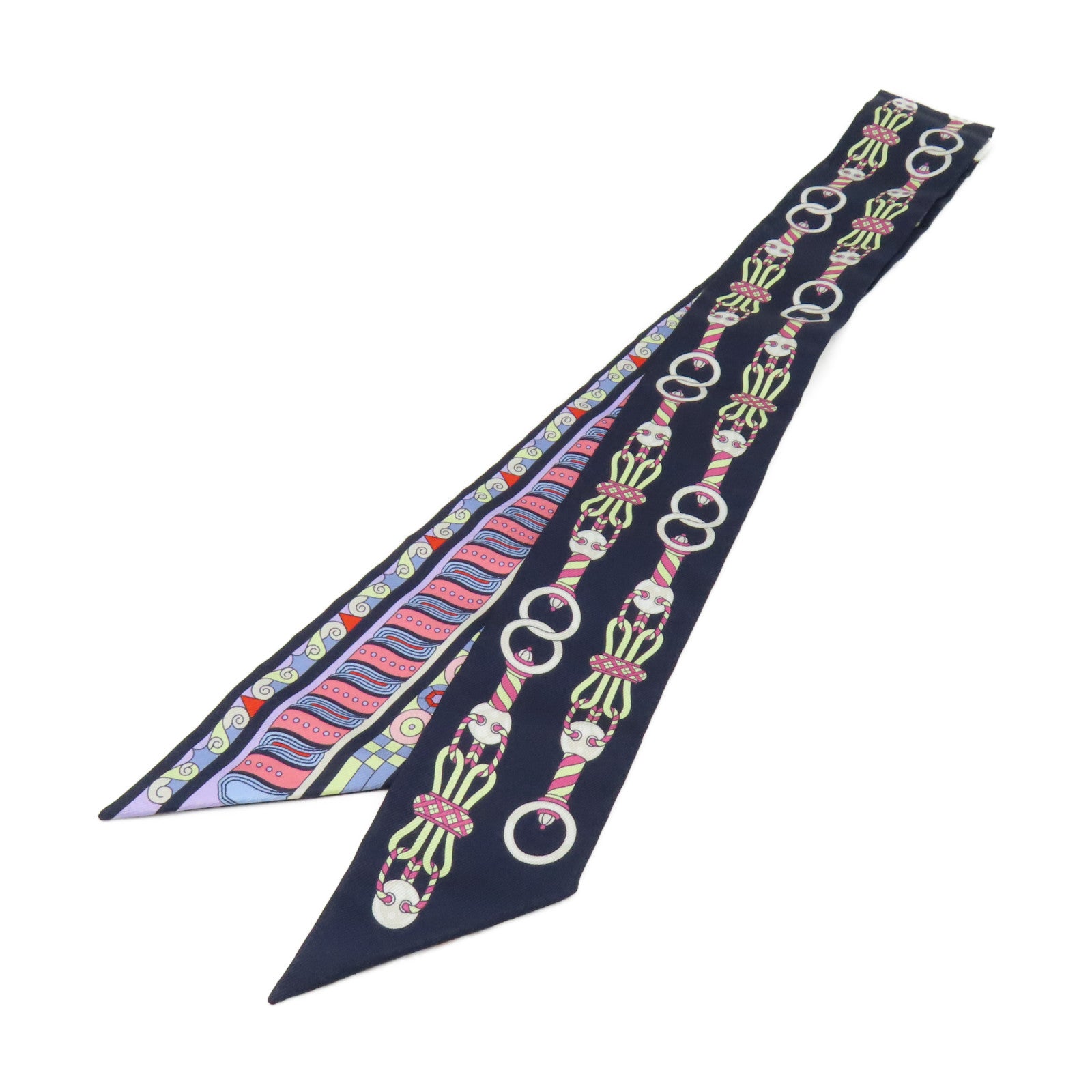 HERMES 【激減優惠】絲質Twilly Scarf絲巾寶藍色/彩色
