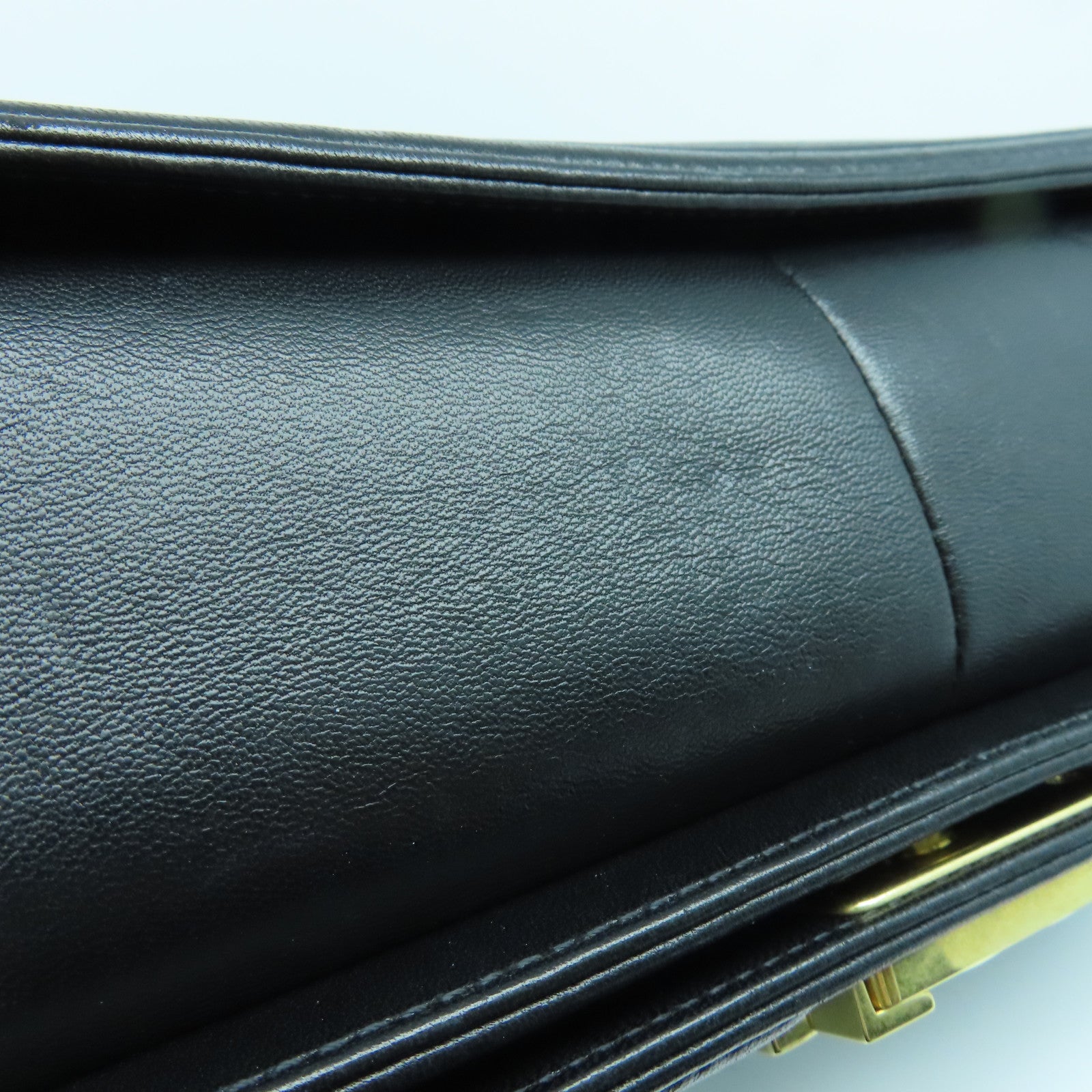 CHANEL rhombic sheepskin leather Boy gold buckle shoulder bag black