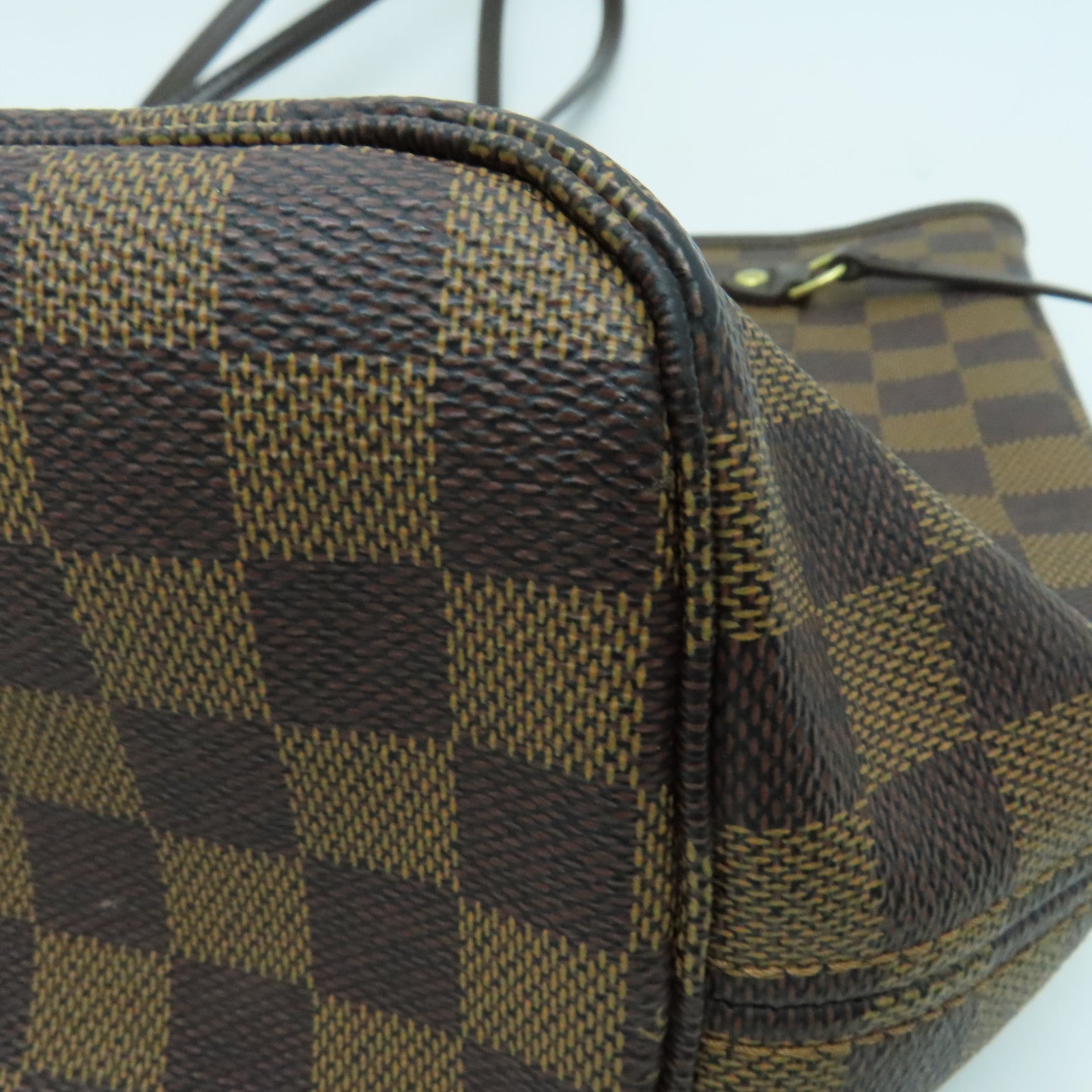 LOUIS VUITTON Damier Neverfull MM手挽袋金扣啡色