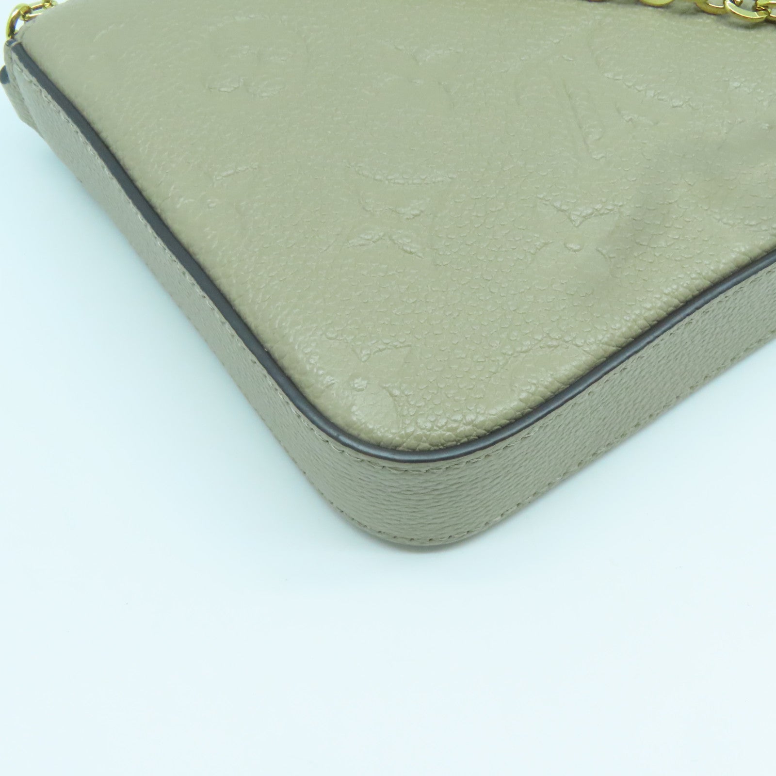 LOUIS VUITTON Monogram Empreinte Felicie Pochette金扣鏈帶肩背袋啡色