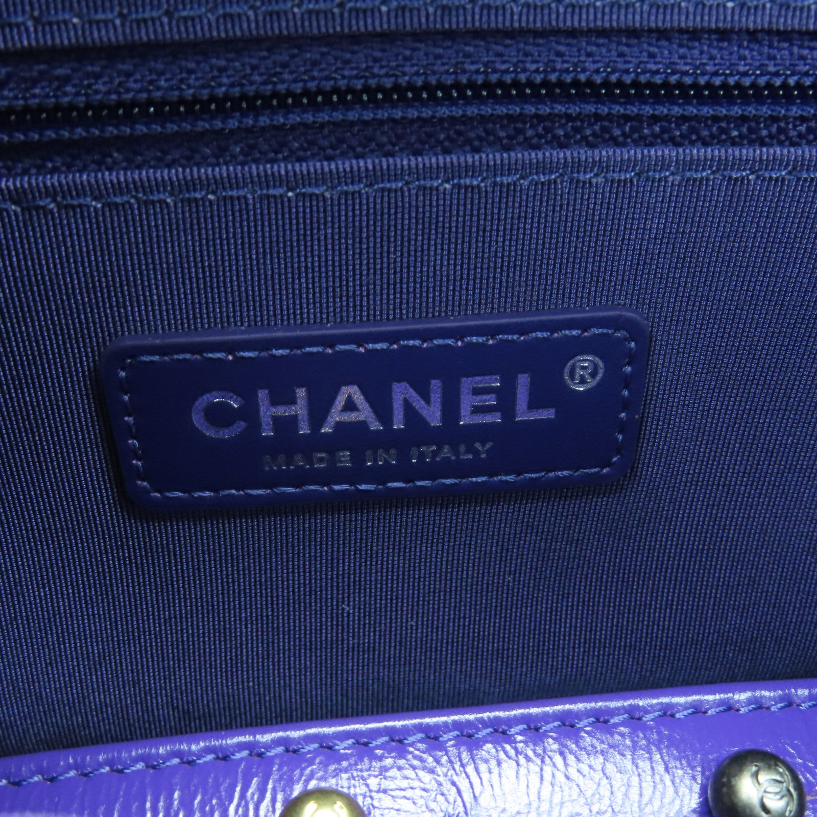 CHANEL 菱格牛皮皮革Gabrielle链带肩背袋紫色