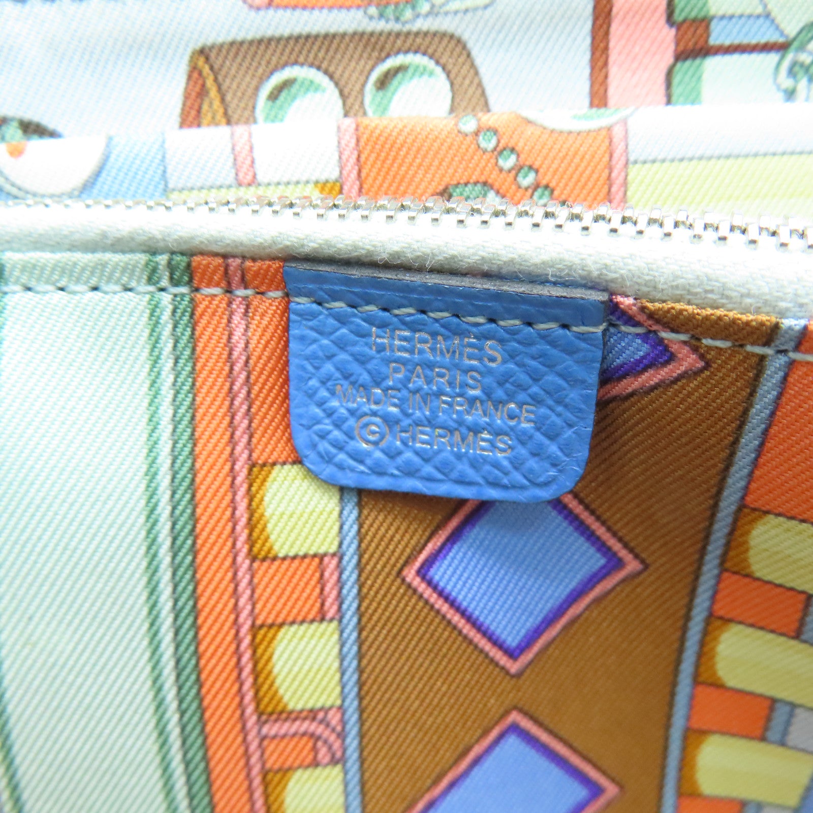 HERMES 【激减优惠】Epsom皮革Long Wallet银扣长钱包蓝色