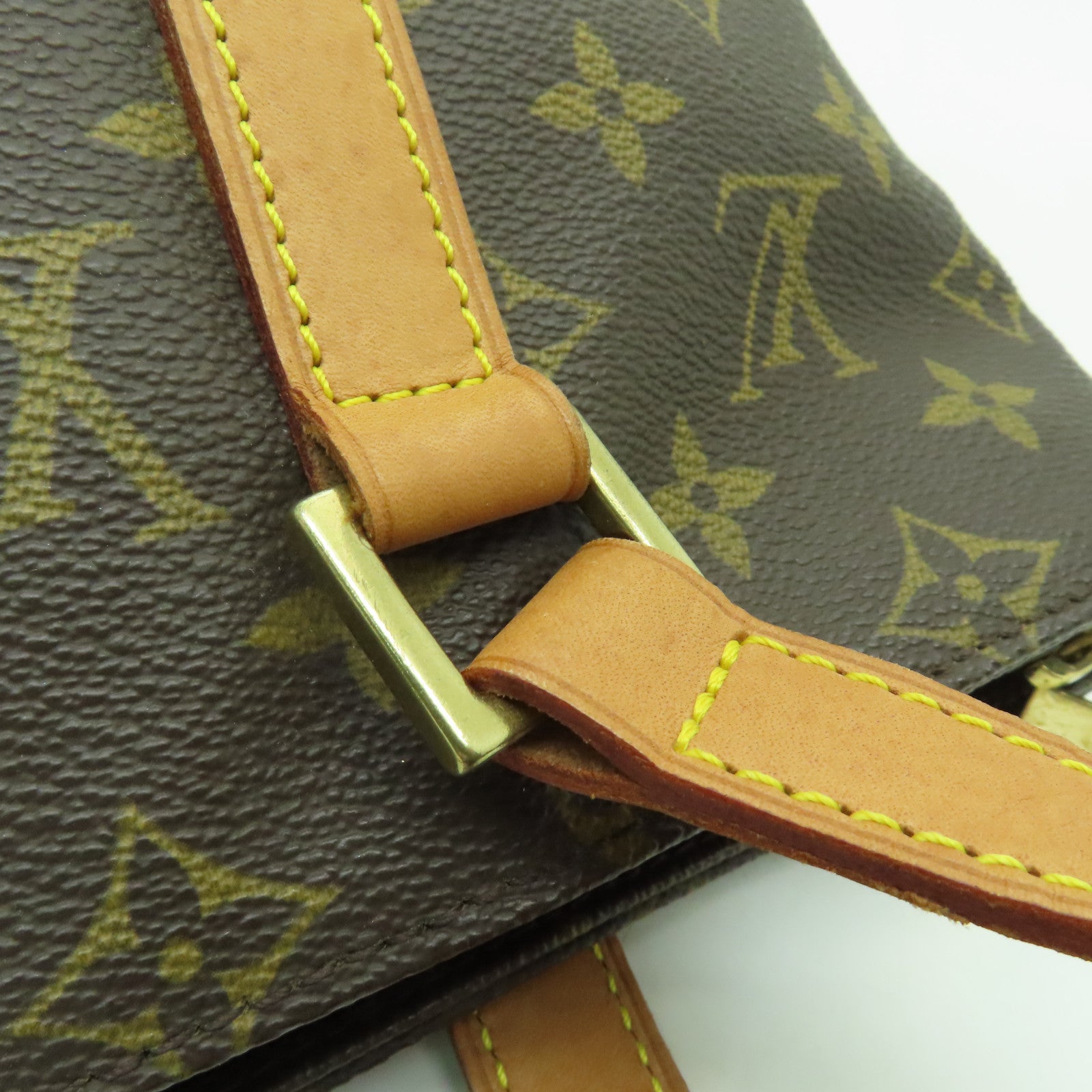 LOUIS VUITTON Monogram Cabas Piano金扣手挽袋棕色