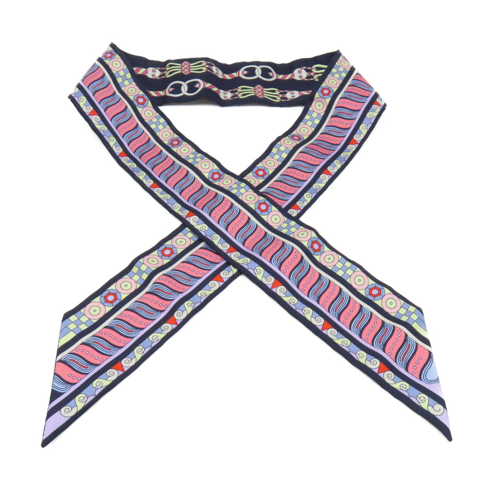 HERMES 【激減優惠】絲質Twilly Scarf絲巾寶藍色/彩色