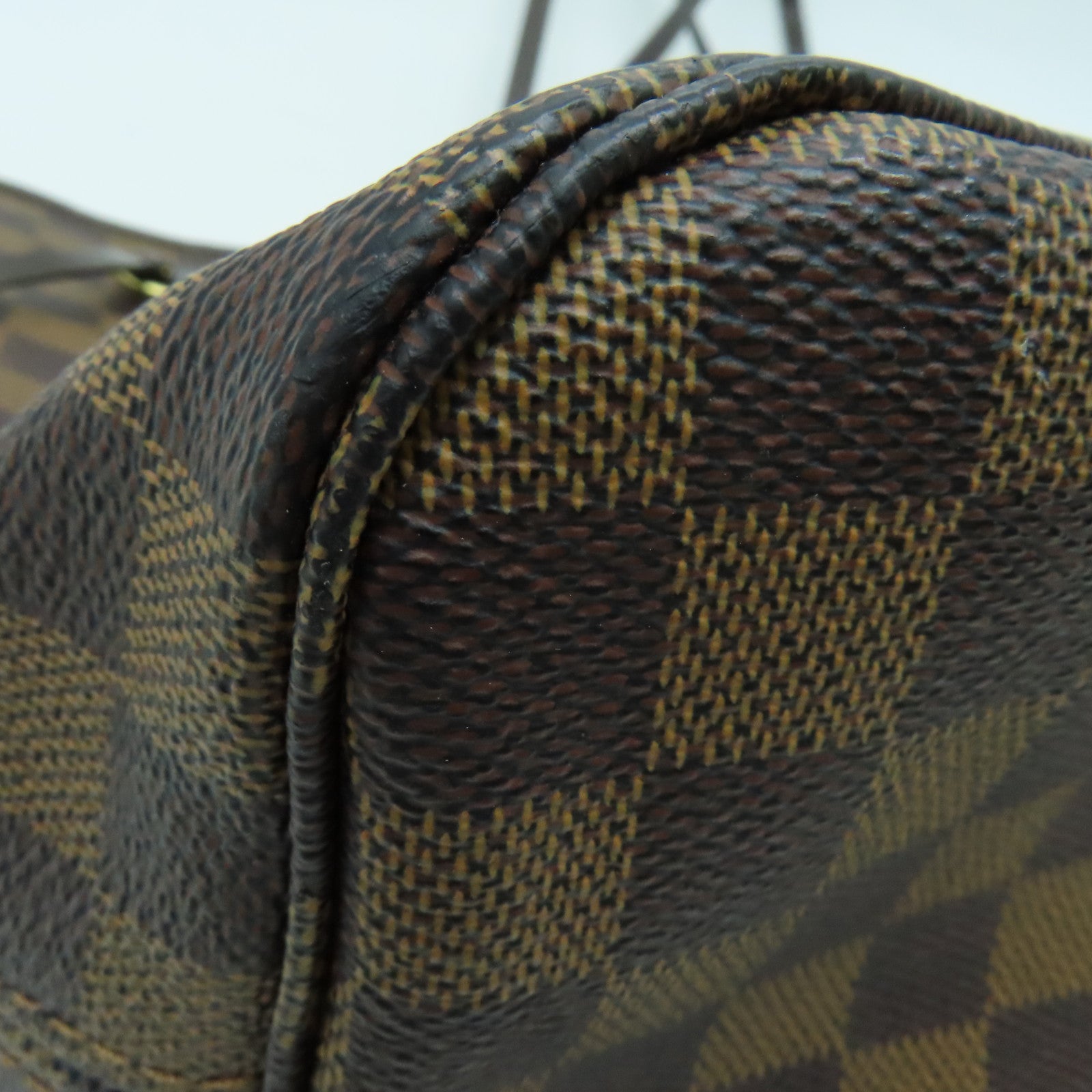 LOUIS VUITTON Damier Neverfull MM手挽袋金扣啡色