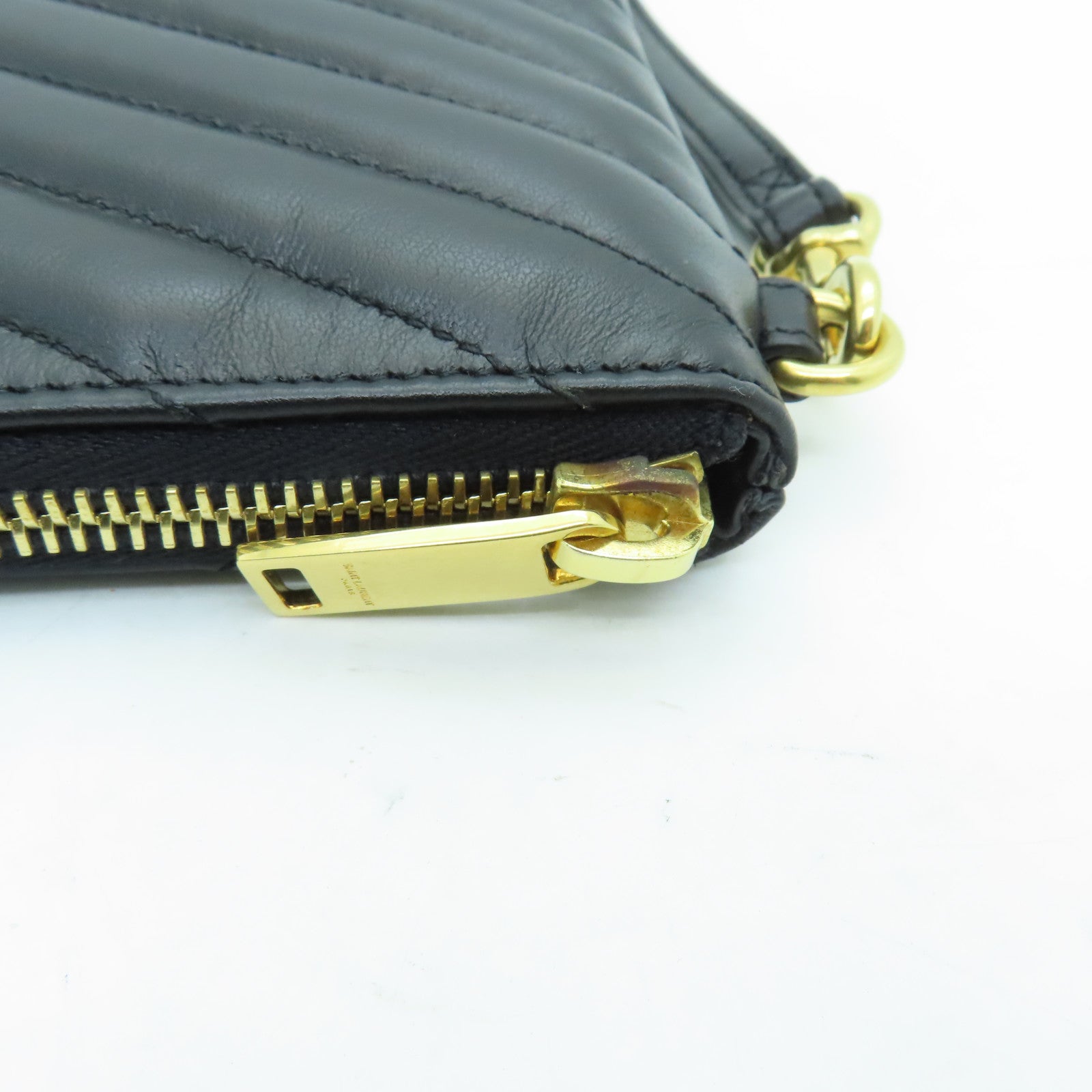 SAINT LAURENT 牛皮皮革Clutch Bag金扣手拿包黑色
