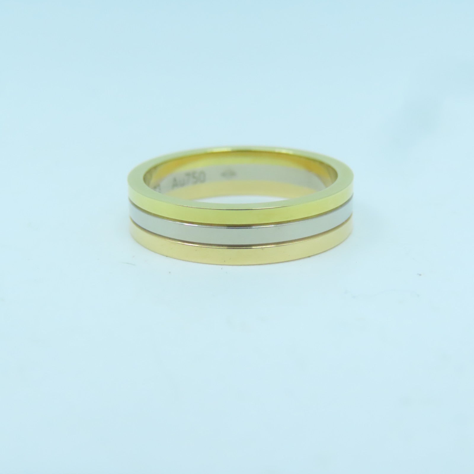 CARTIER 18K黃金白金玫瑰金Tri Colour Ring戒指#54/US#7