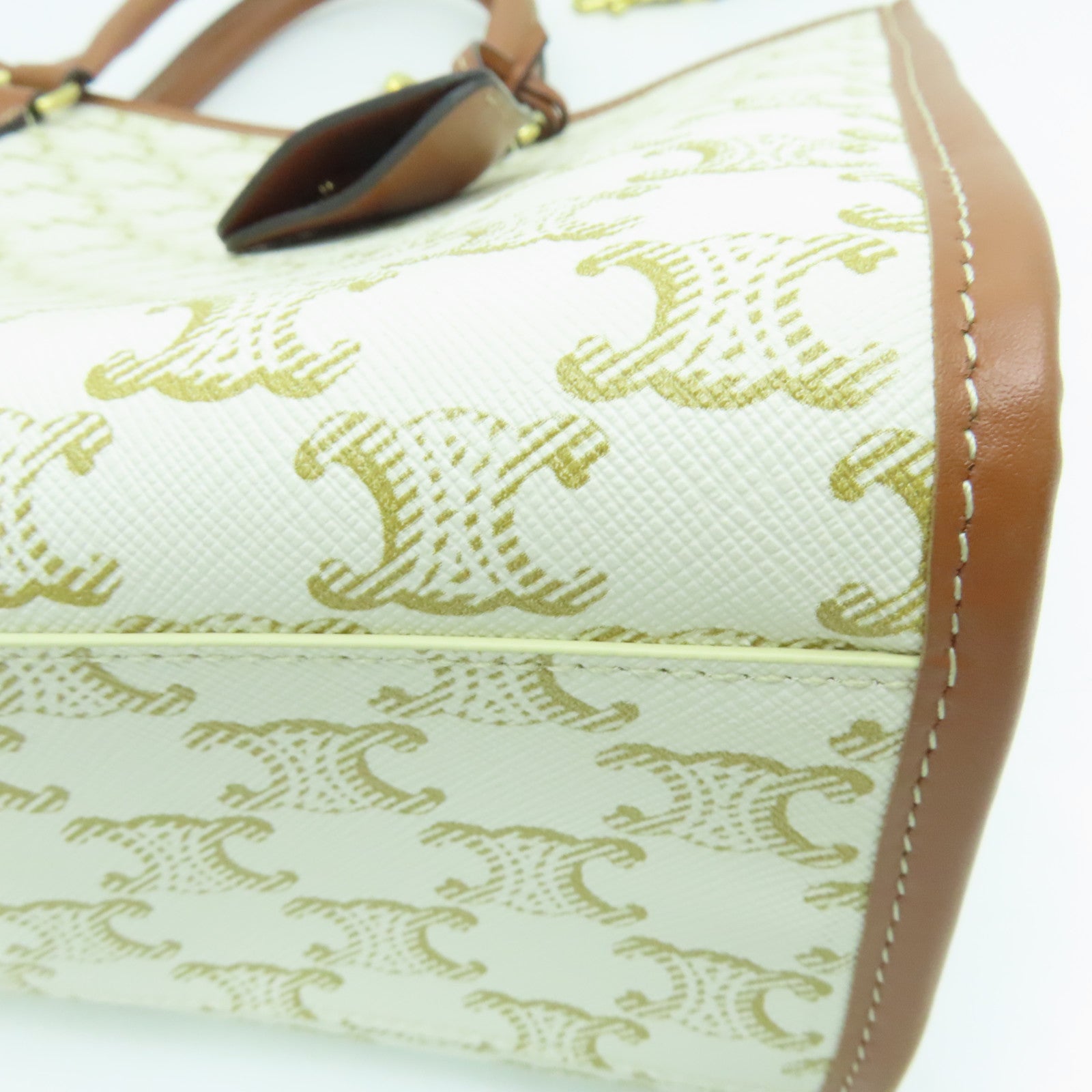 CELINE 塗層帆布Cabas手挽袋金扣白色