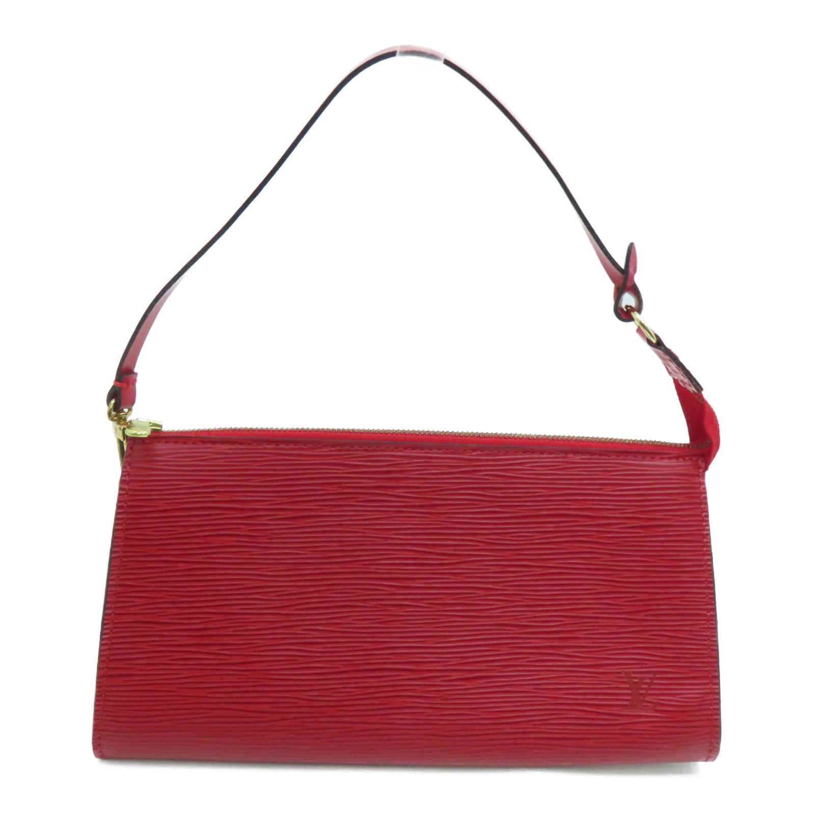LOUIS VUITTON Epi Pochette Accessories金扣手拿包红色