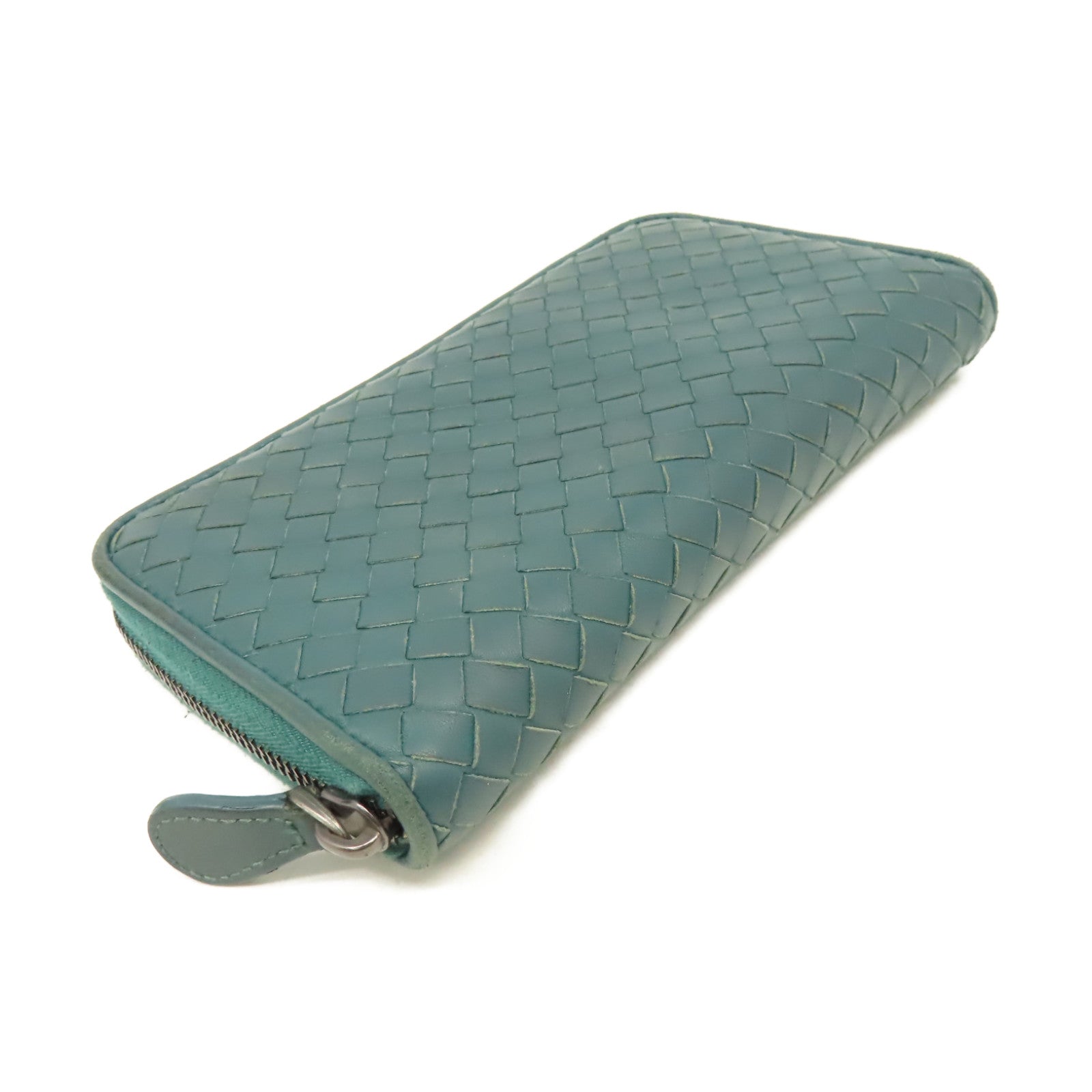BOTTEGA VENETA 織紋皮革Zipper Long Wallet拉鏈長錢包綠色