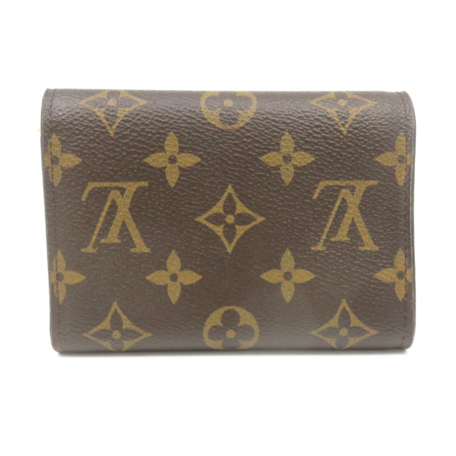 LOUIS VUITTON Monogram Flower Short Wallet金扣短錢包啡色/紅色