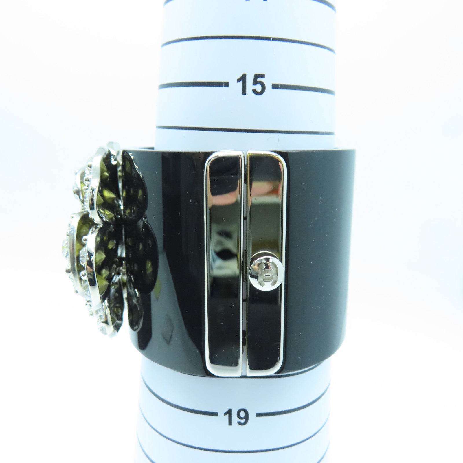 CHANEL metal Bangle silver buckle bracelet black