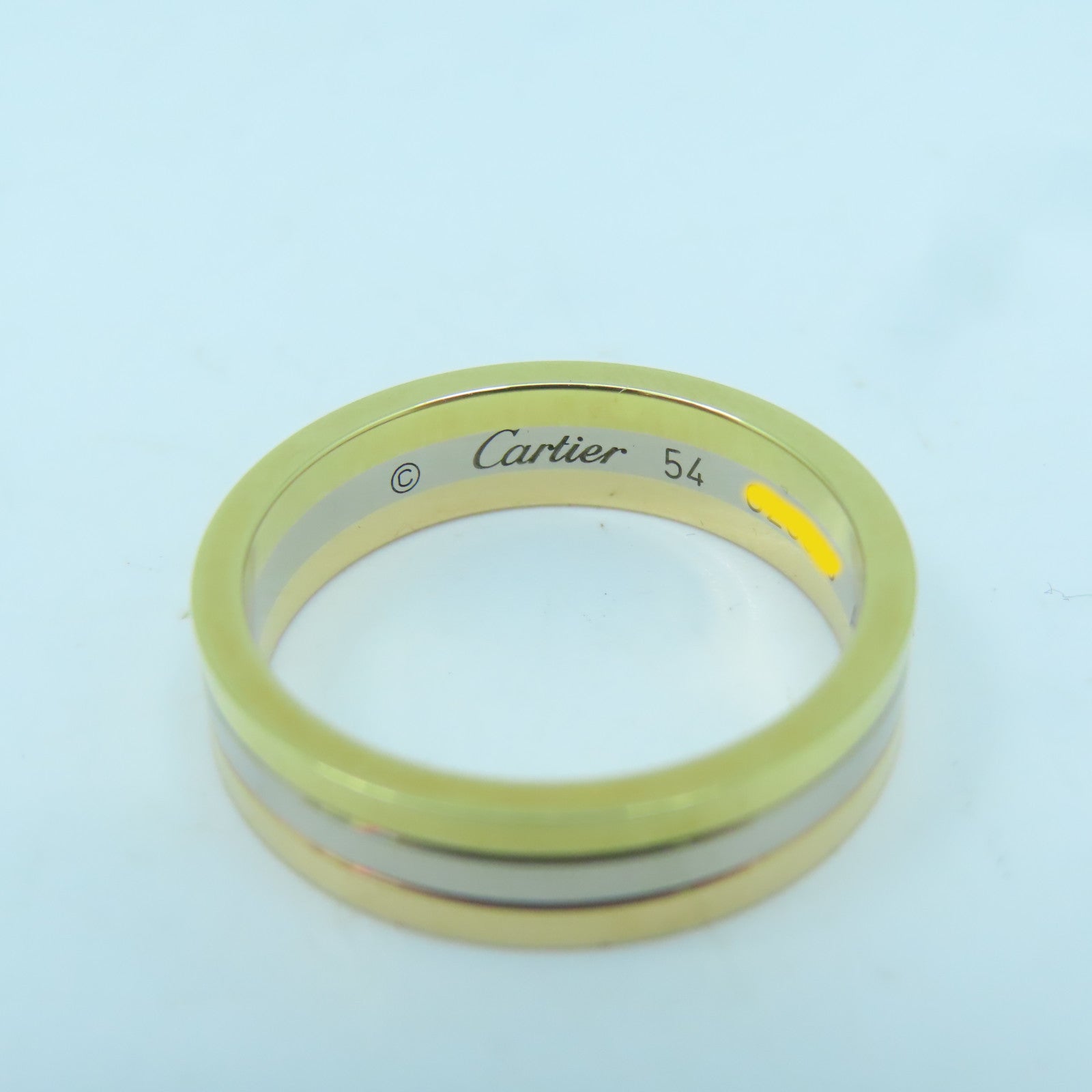 CARTIER 18K黃金白金玫瑰金Tri Colour Ring戒指#54/US#7