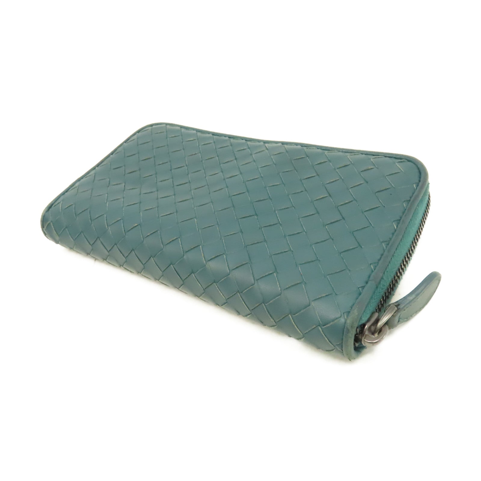 BOTTEGA VENETA 織紋皮革Zipper Long Wallet拉鏈長錢包綠色