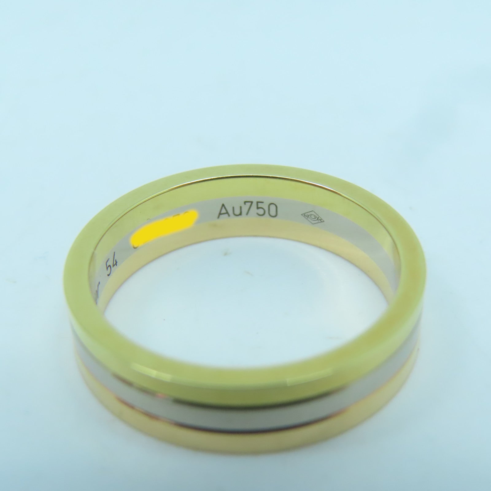 CARTIER 18K黃金白金玫瑰金Tri Colour Ring戒指#54/US#7
