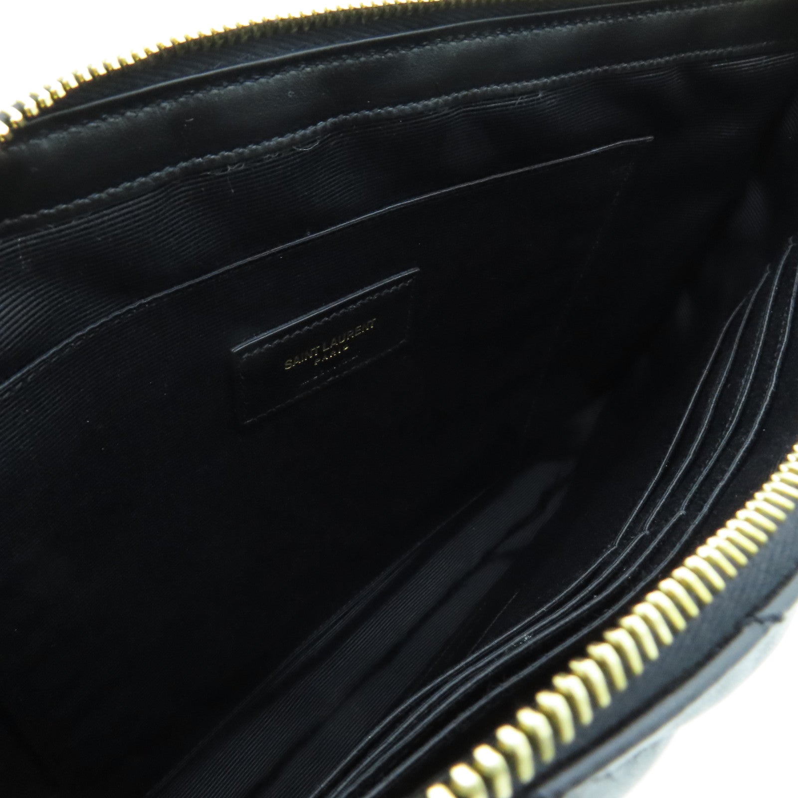 SAINT LAURENT 牛皮皮革Clutch Bag金扣手拿包黑色