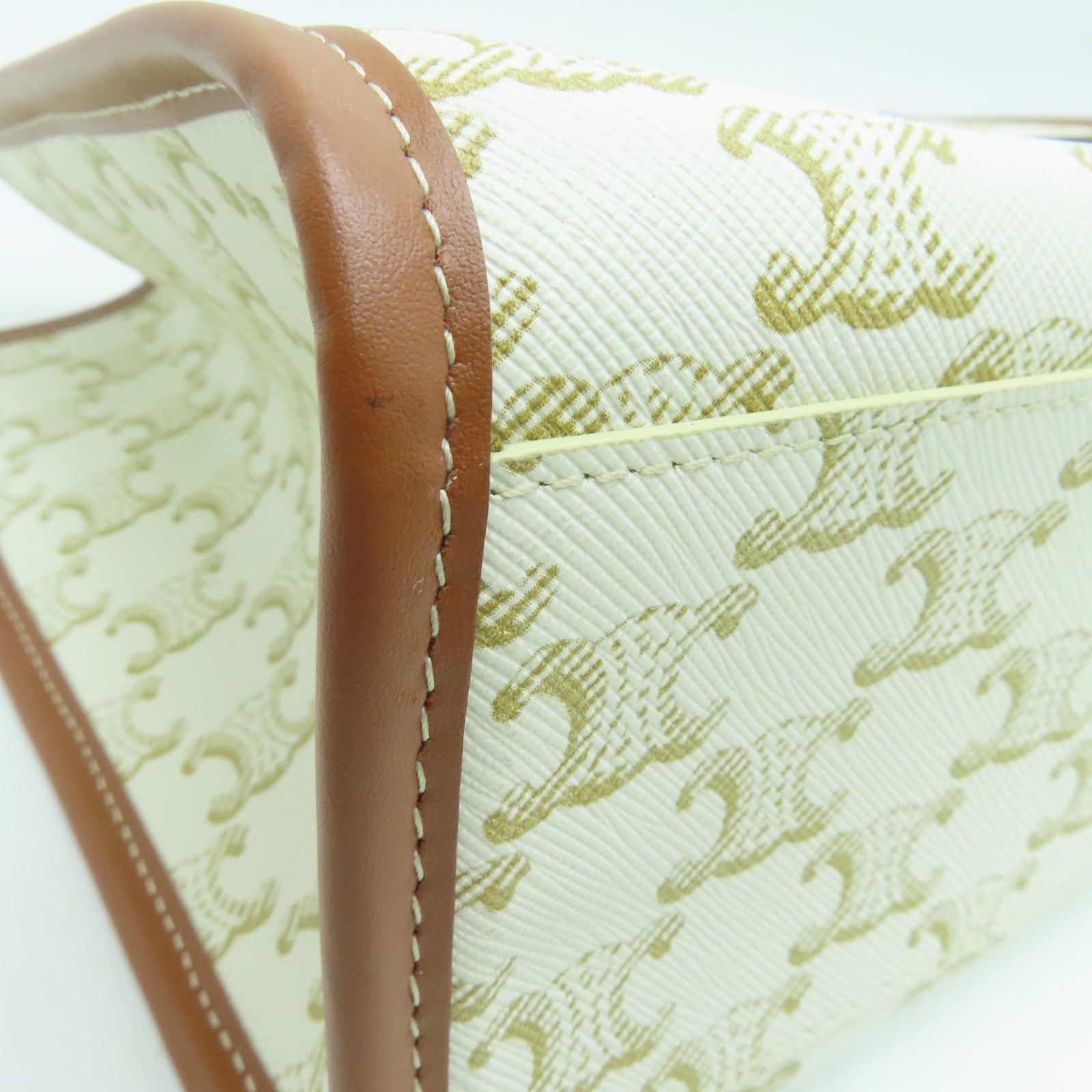 CELINE 塗層帆布Cabas手挽袋金扣白色