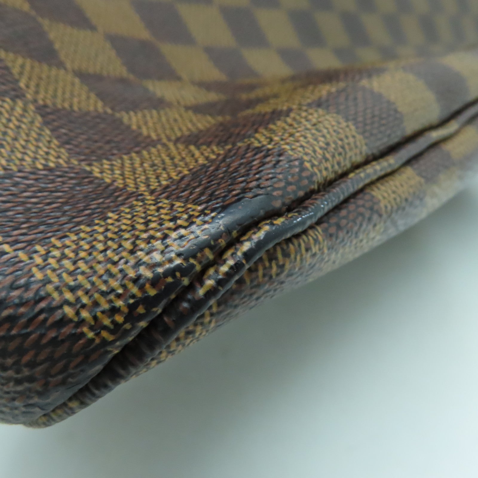 LOUIS VUITTON Damier Neverfull MM手挽袋金扣啡色