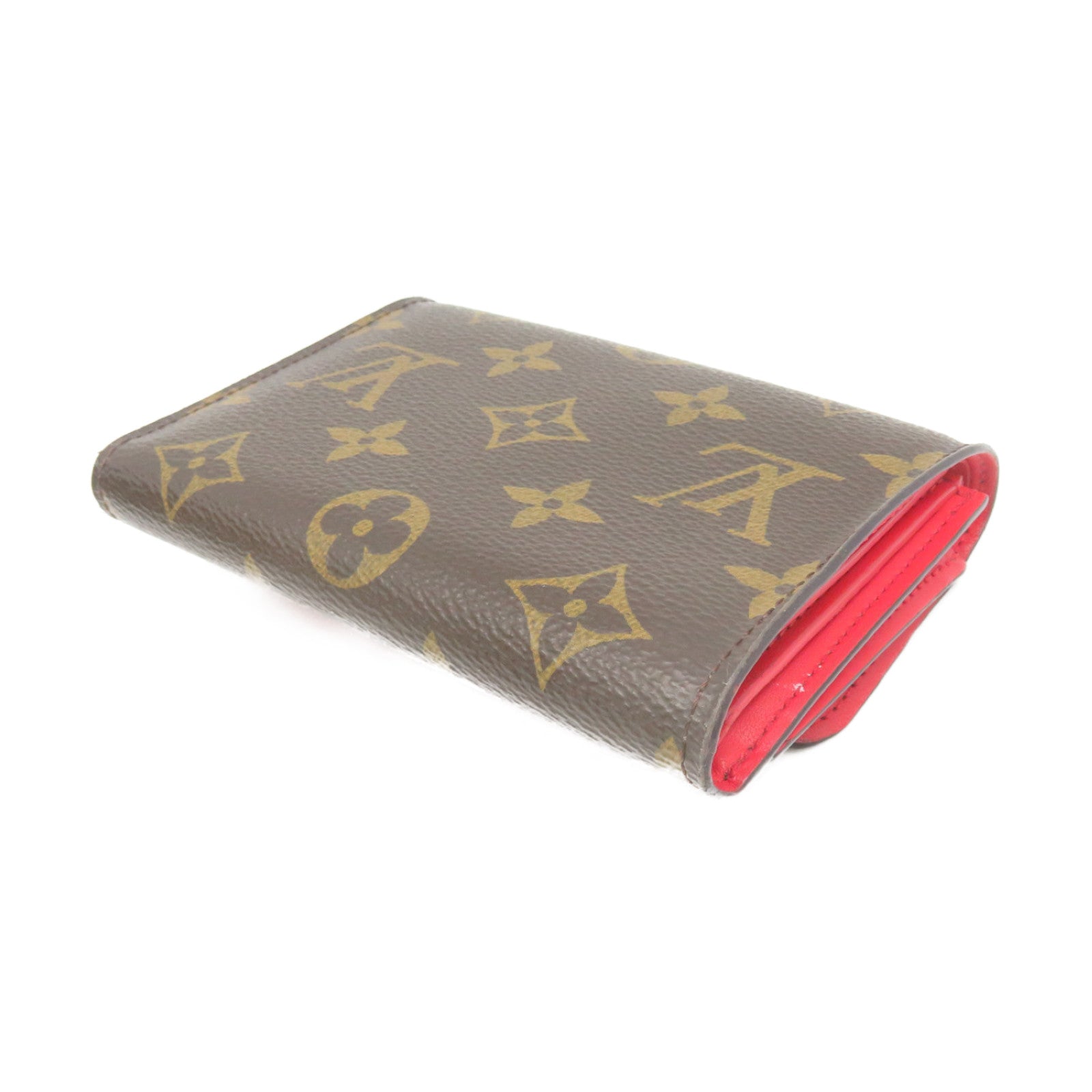 LOUIS VUITTON Monogram Flower Short Wallet金扣短錢包啡色/紅色