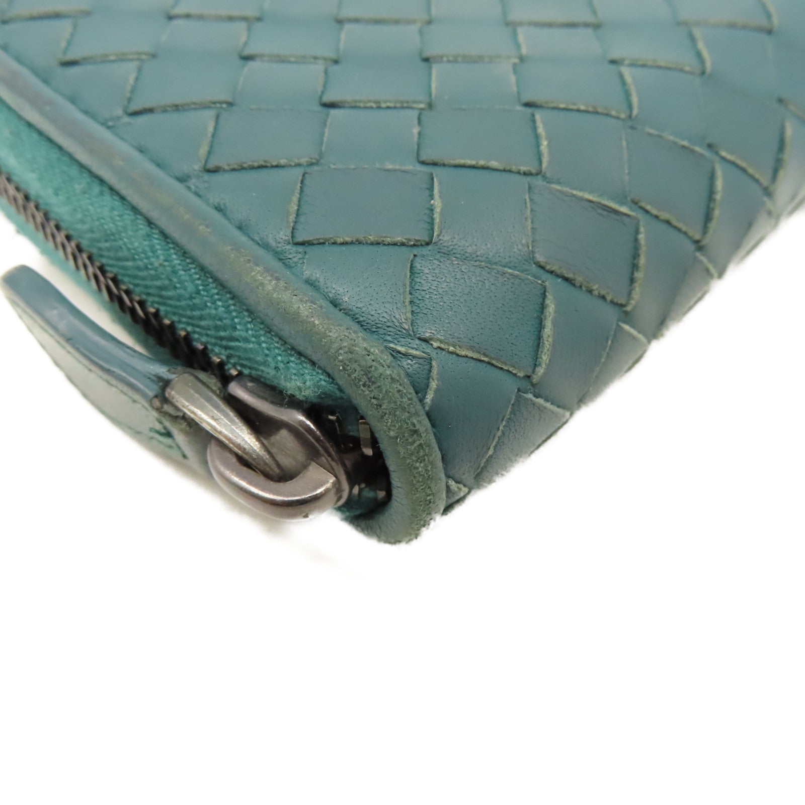 BOTTEGA VENETA 織紋皮革Zipper Long Wallet拉鏈長錢包綠色