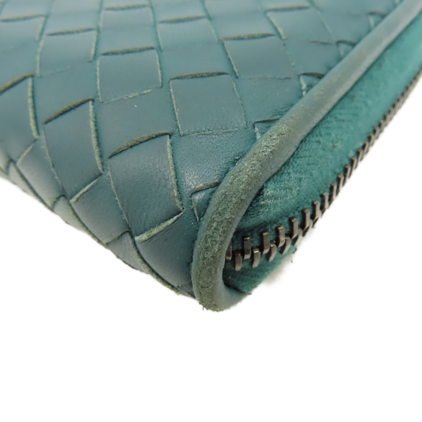 BOTTEGA VENETA 織紋皮革Zipper Long Wallet拉鏈長錢包綠色