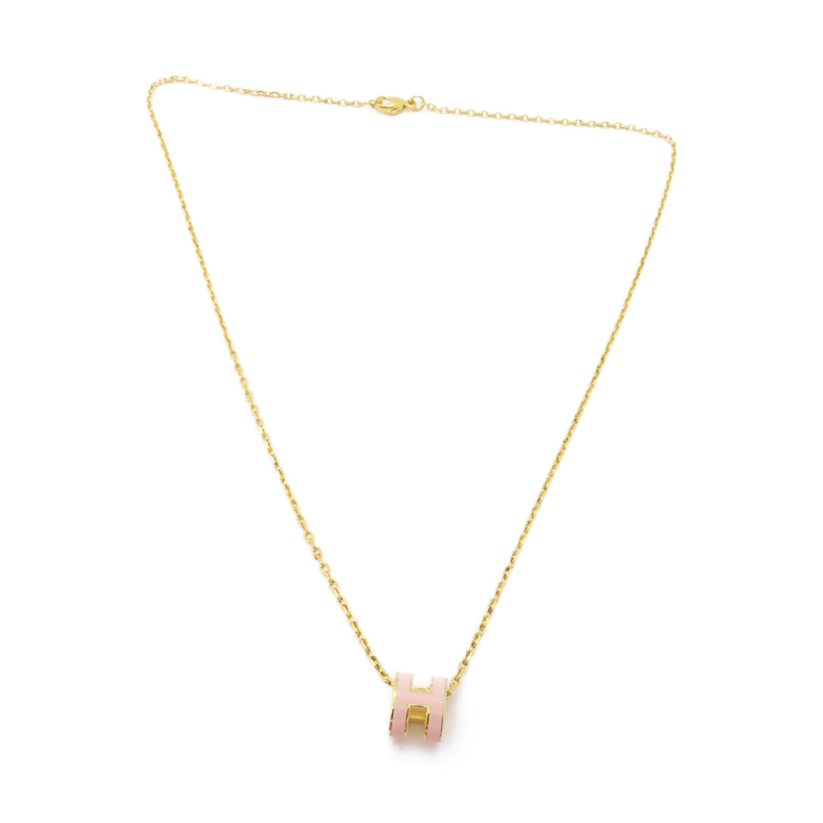 HERMES 金屬Mini Pop H Necklace項鍊粉紅色/金色