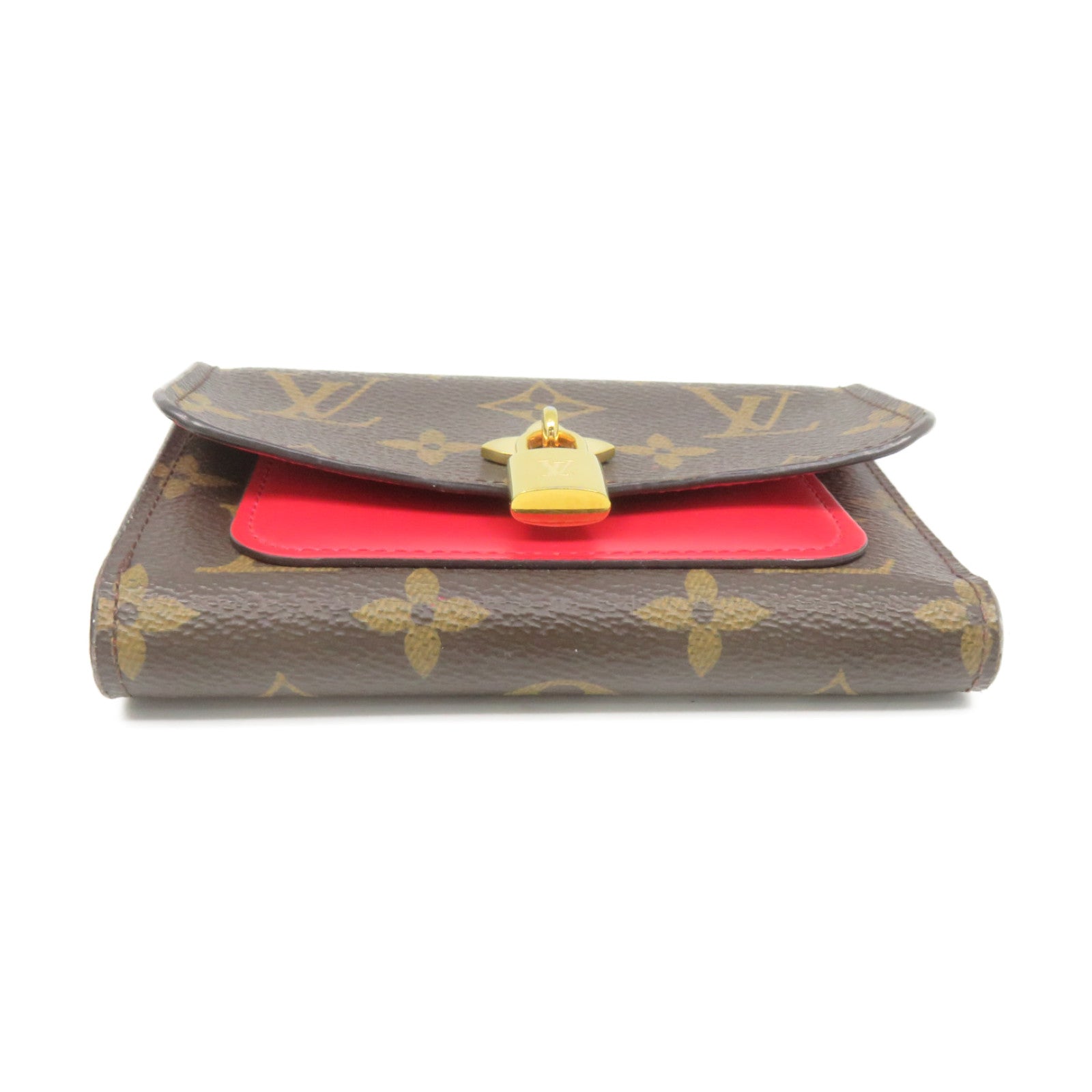 LOUIS VUITTON Monogram Flower Short Wallet金扣短錢包啡色/紅色
