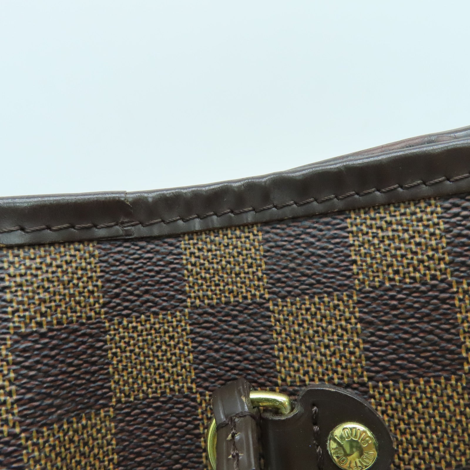 LOUIS VUITTON Damier Neverfull MM手挽袋金扣啡色