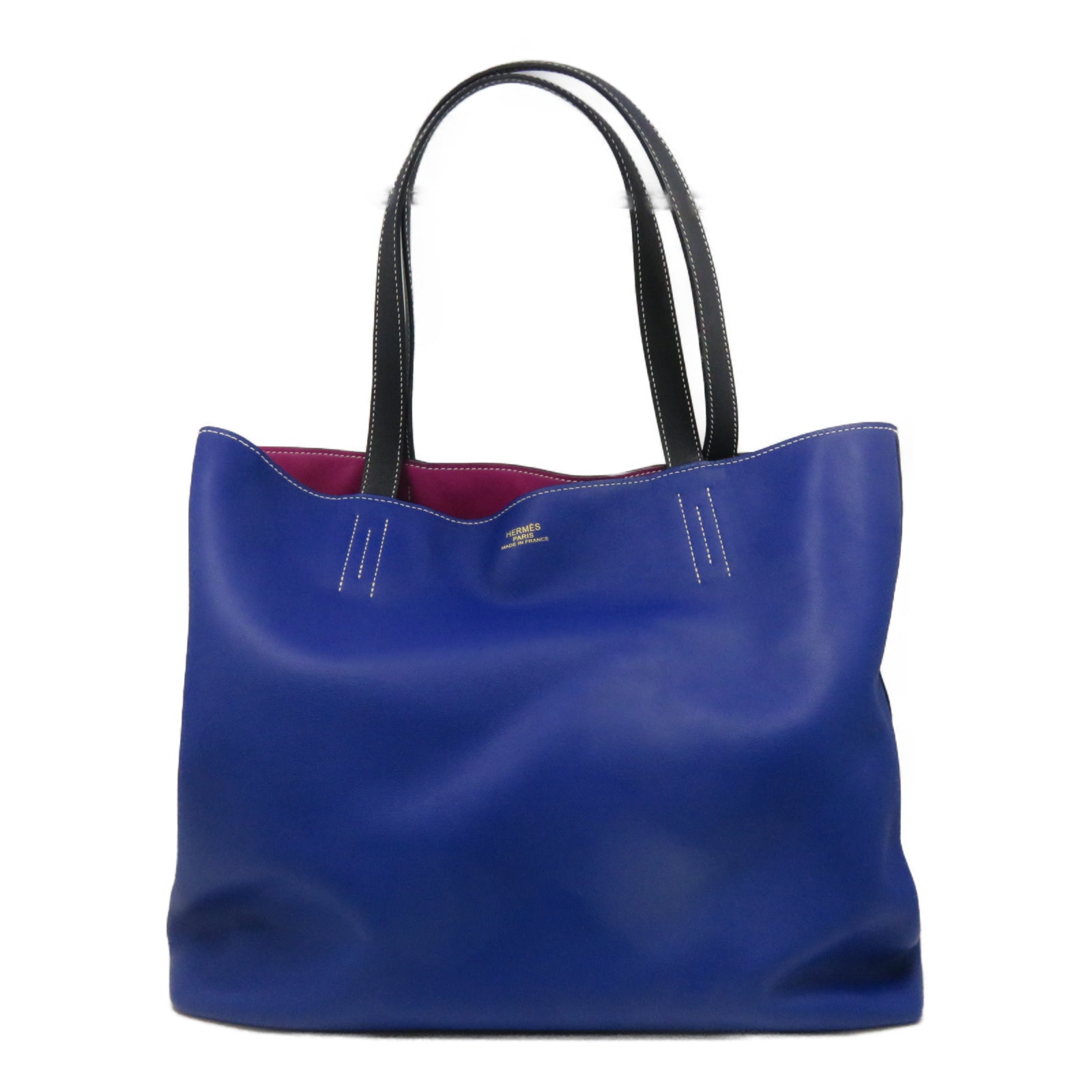 HERMES [Sharp Discount] Swift Leather Double Sens 45 Shoulder Bag Lightning Blue/Magnolia Pink