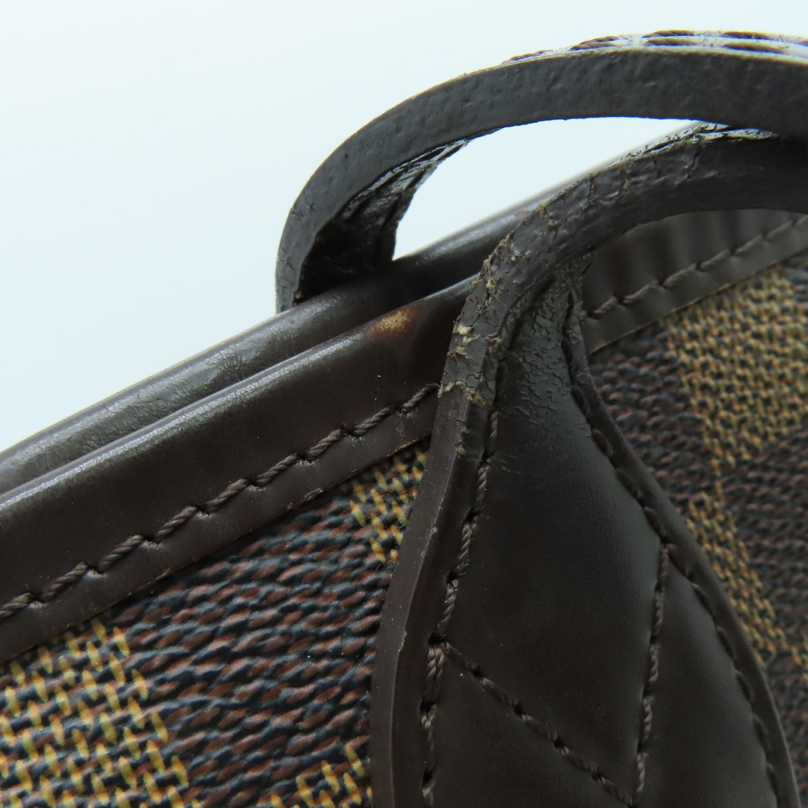 LOUIS VUITTON Damier Neverfull MM手挽袋金扣啡色
