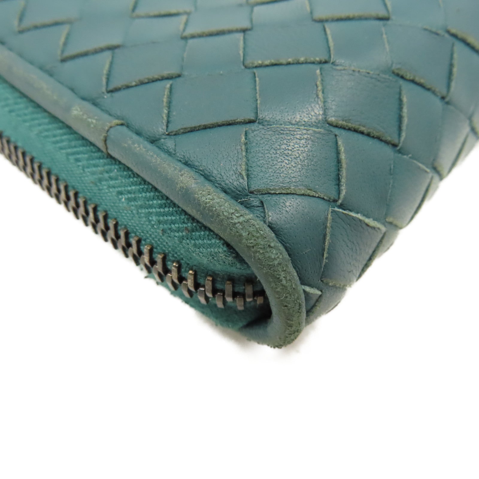 BOTTEGA VENETA 織紋皮革Zipper Long Wallet拉鏈長錢包綠色