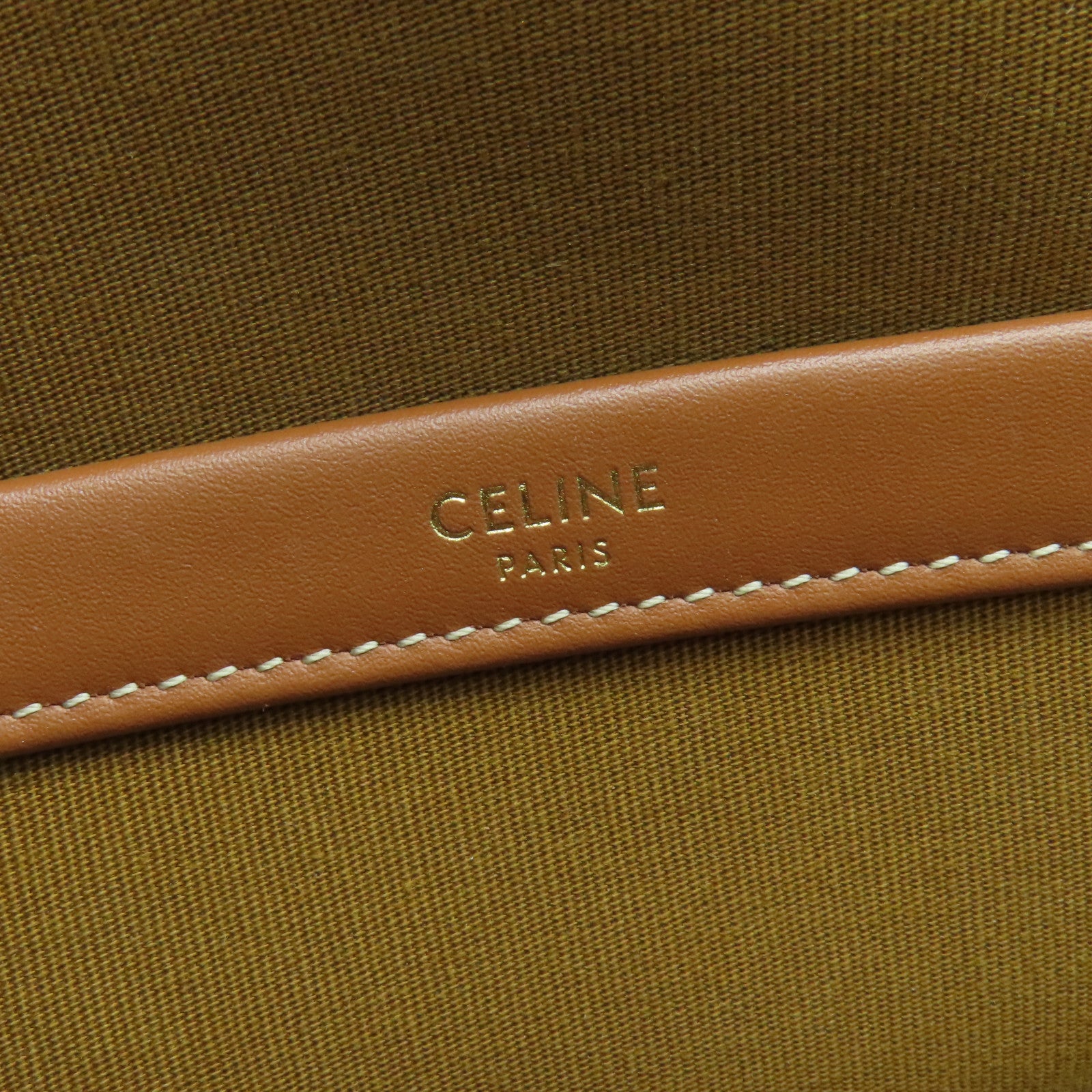 CELINE 塗層帆布Cabas手挽袋金扣白色