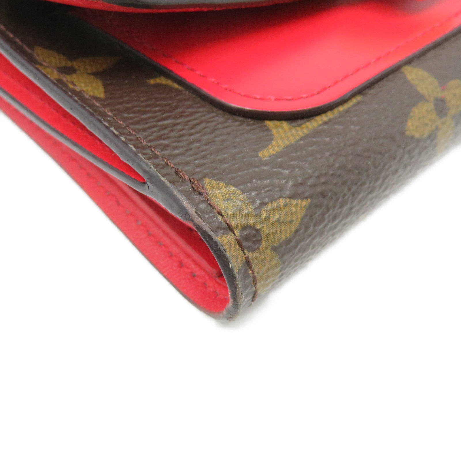 LOUIS VUITTON Monogram Flower Short Wallet金扣短錢包啡色/紅色