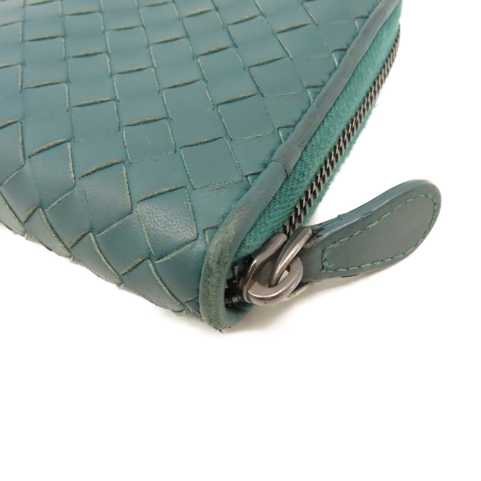 BOTTEGA VENETA 織紋皮革Zipper Long Wallet拉鏈長錢包綠色