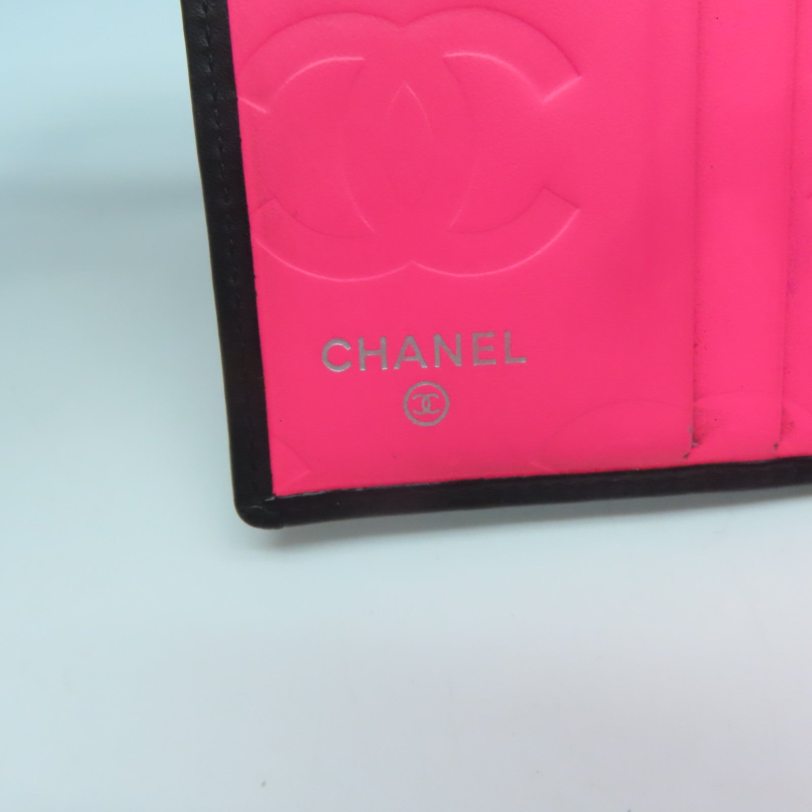 CHANEL 菱格牛皮皮革Cambon Line Wallet銀扣錢包黑色