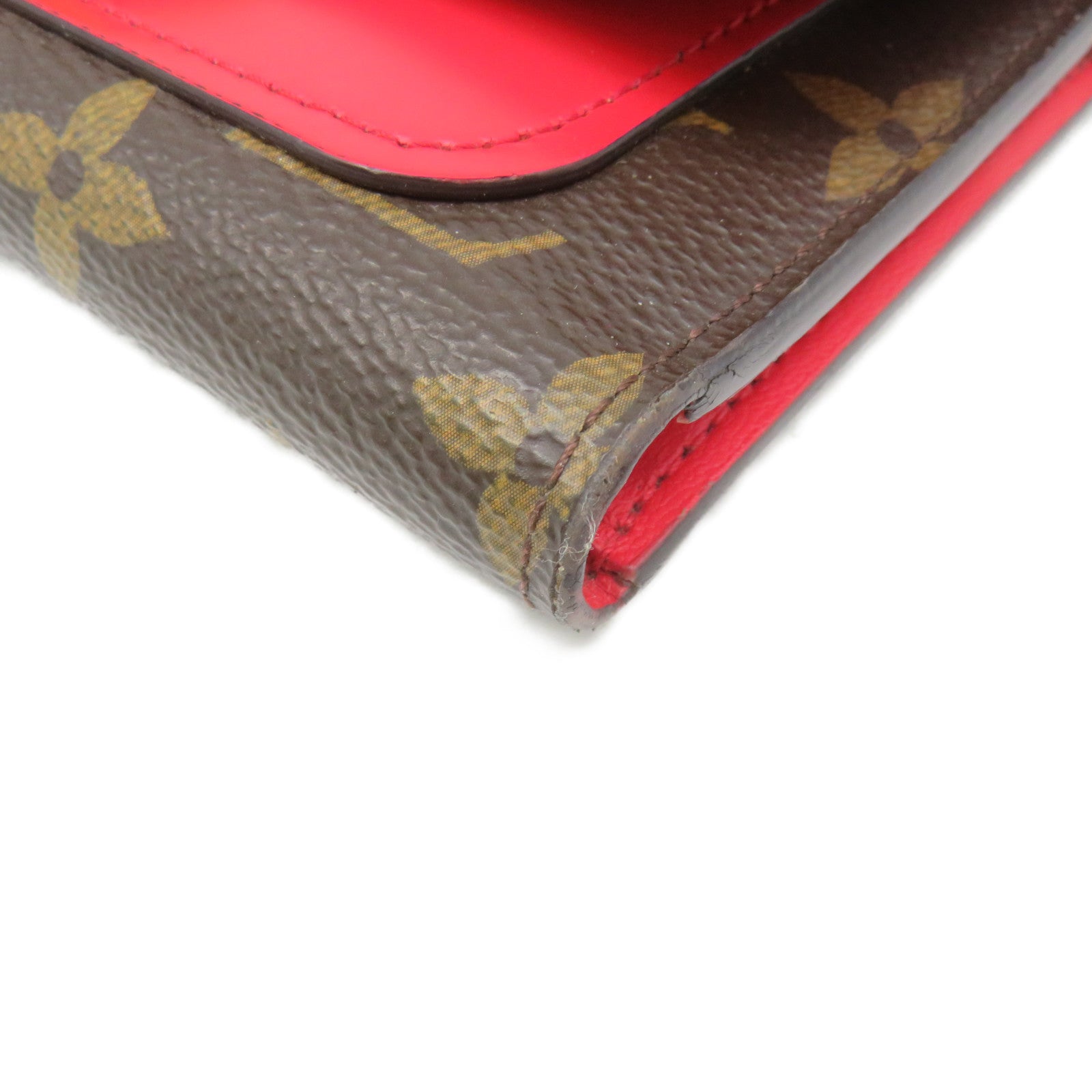LOUIS VUITTON Monogram Flower Short Wallet金扣短錢包啡色/紅色