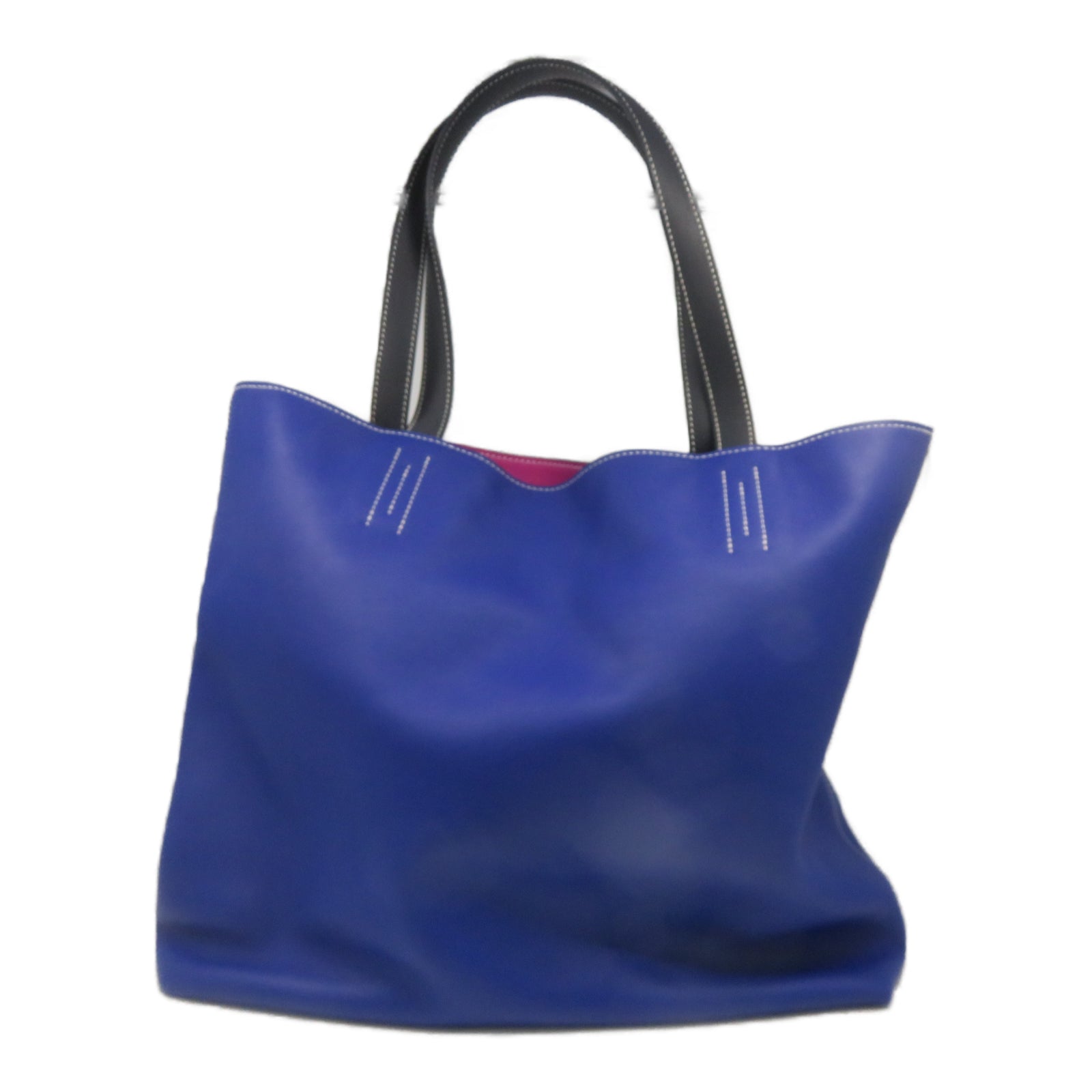 HERMES [Sharp Discount] Swift Leather Double Sens 45 Shoulder Bag Lightning Blue/Magnolia Pink