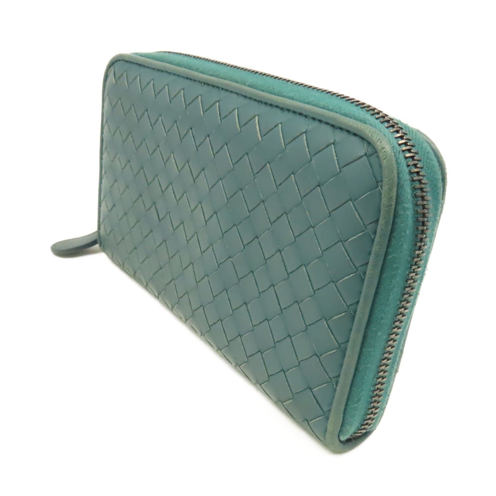 BOTTEGA VENETA 織紋皮革Zipper Long Wallet拉鏈長錢包綠色