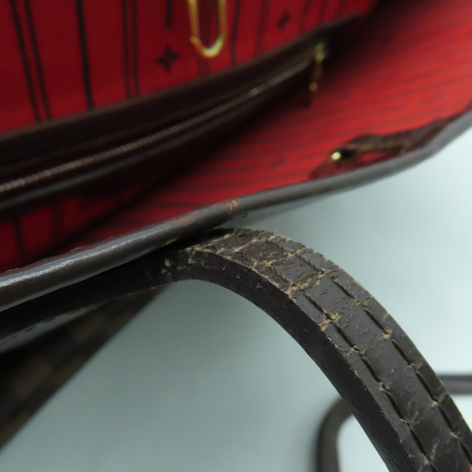 LOUIS VUITTON Damier Neverfull MM手挽袋金扣啡色