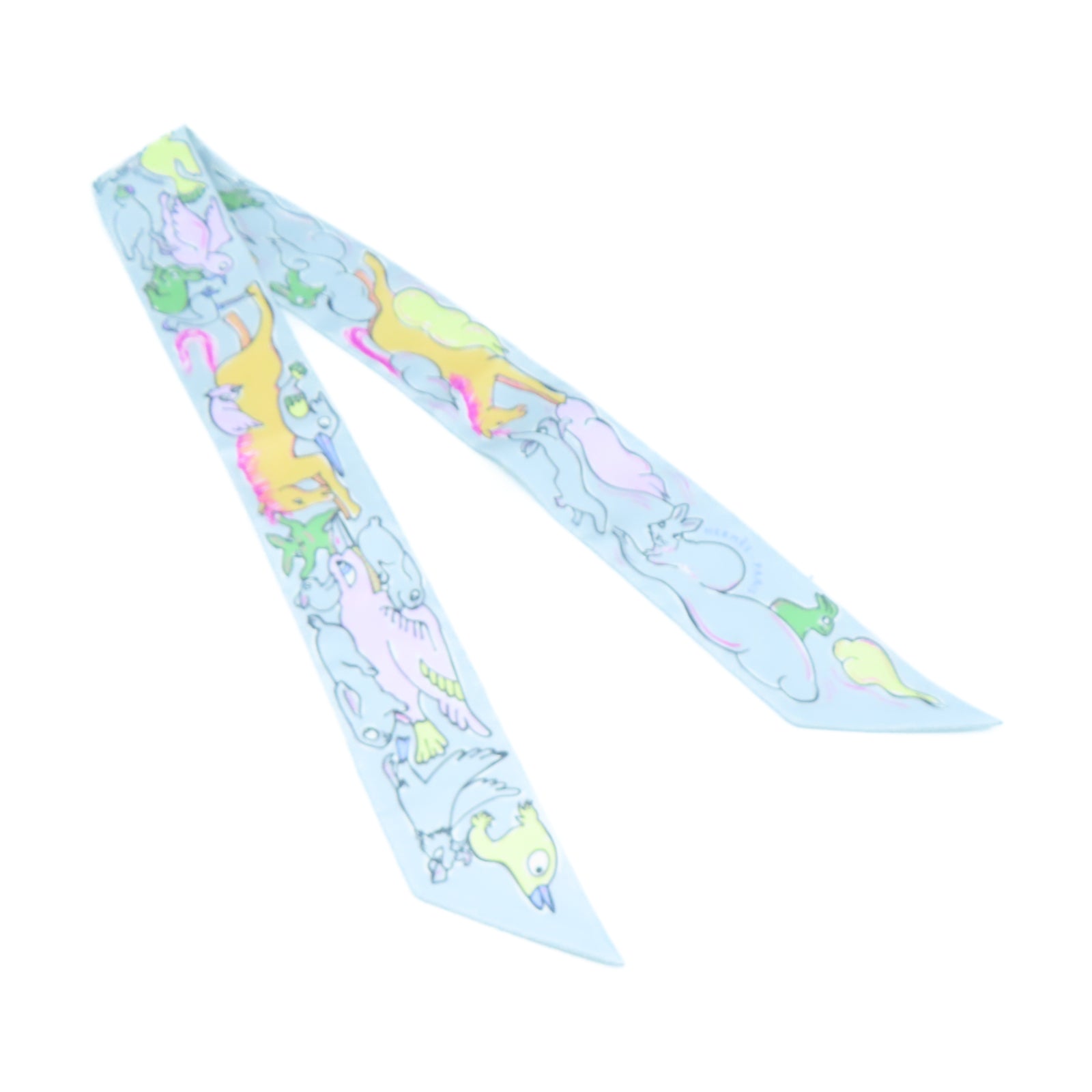 HERMES 【激減優惠】絲質Twilly Scarf絲巾藍色
