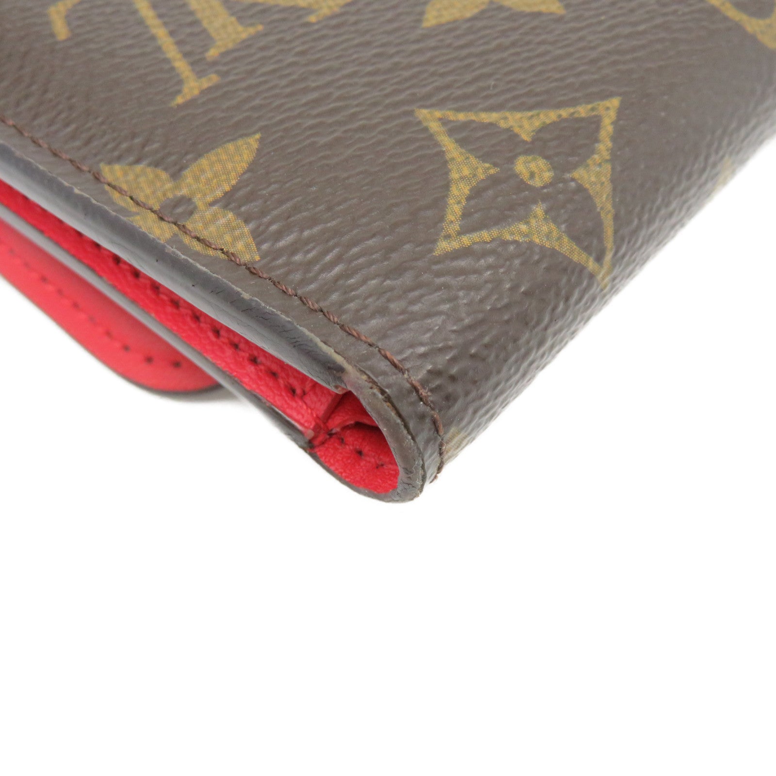 LOUIS VUITTON Monogram Flower Short Wallet金扣短錢包啡色/紅色