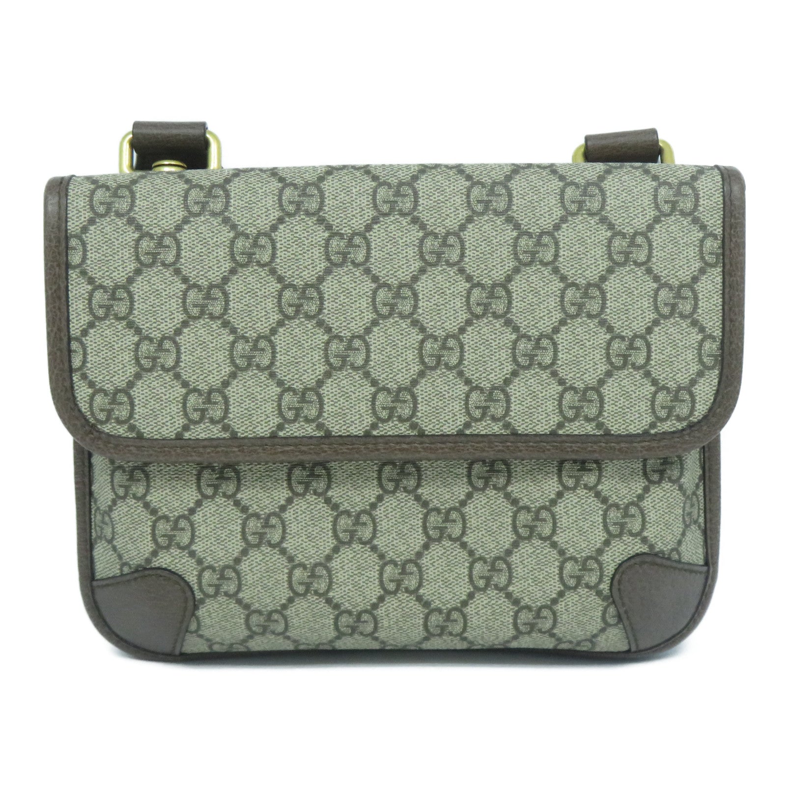 GUCCI 塗層帆布/皮革Neo Vintage Small Messenger Bag金扣肩背袋啡色