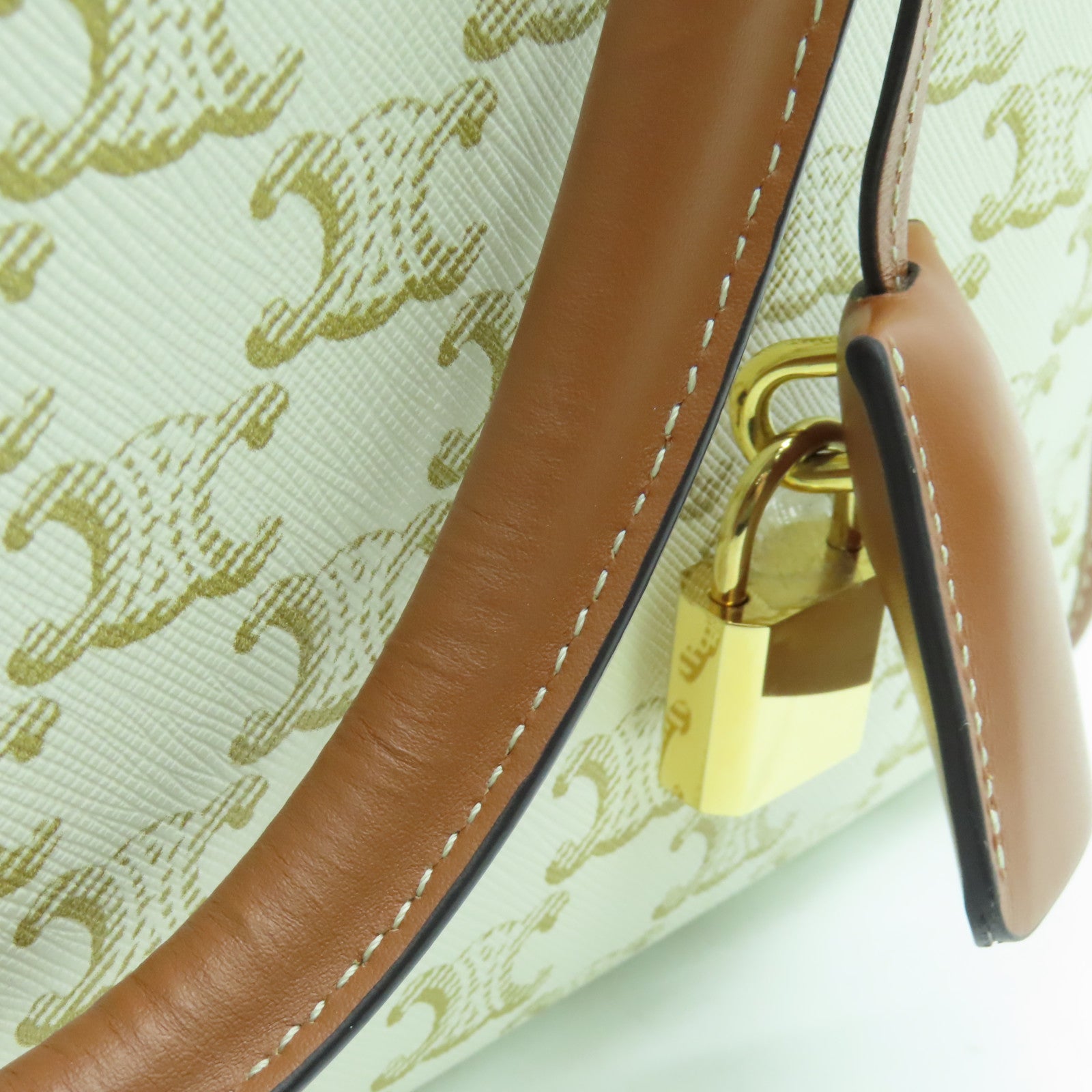 CELINE 塗層帆布Cabas手挽袋金扣白色