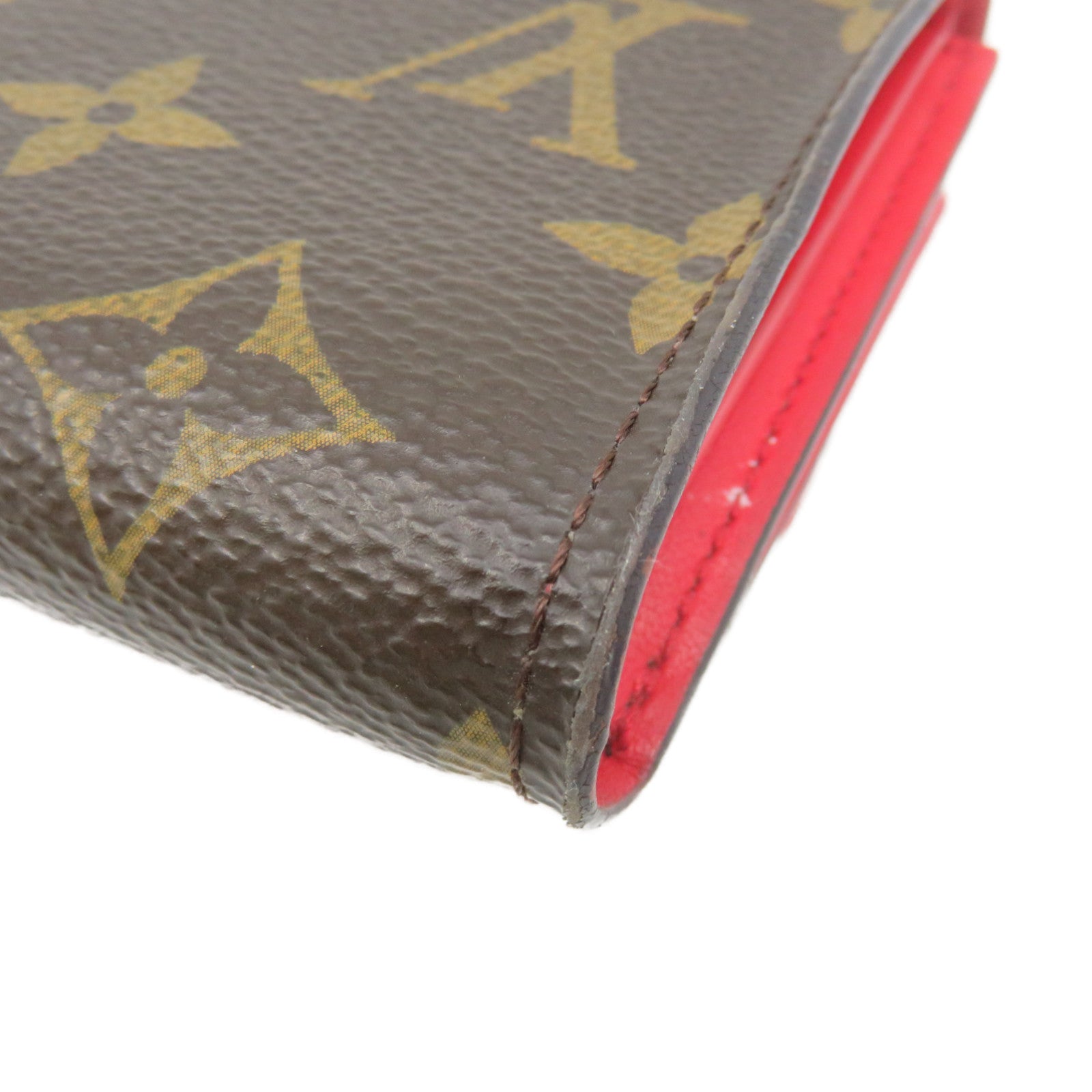 LOUIS VUITTON Monogram Flower Short Wallet金扣短錢包啡色/紅色