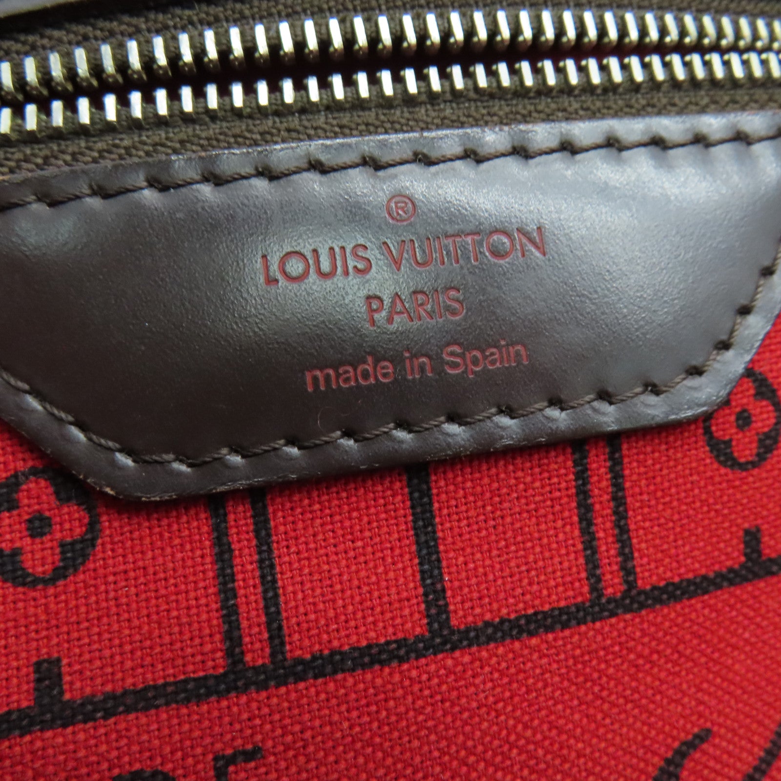 LOUIS VUITTON Damier Neverfull MM手挽袋金扣啡色