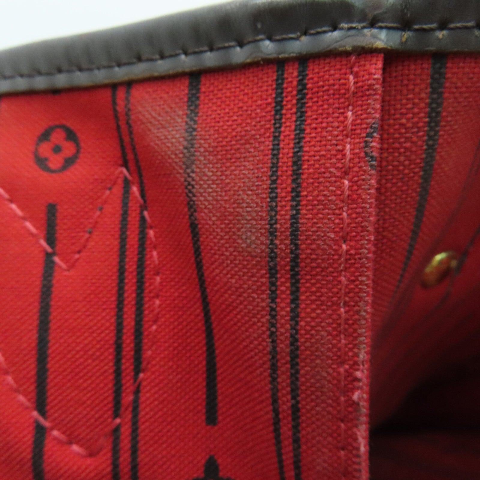 LOUIS VUITTON Damier Neverfull MM手挽袋金扣啡色