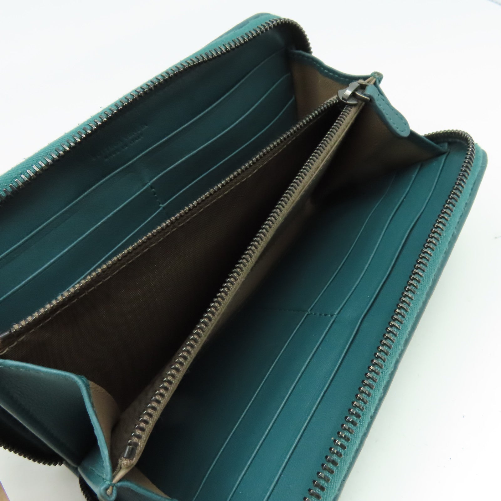 BOTTEGA VENETA 織紋皮革Zipper Long Wallet拉鏈長錢包綠色