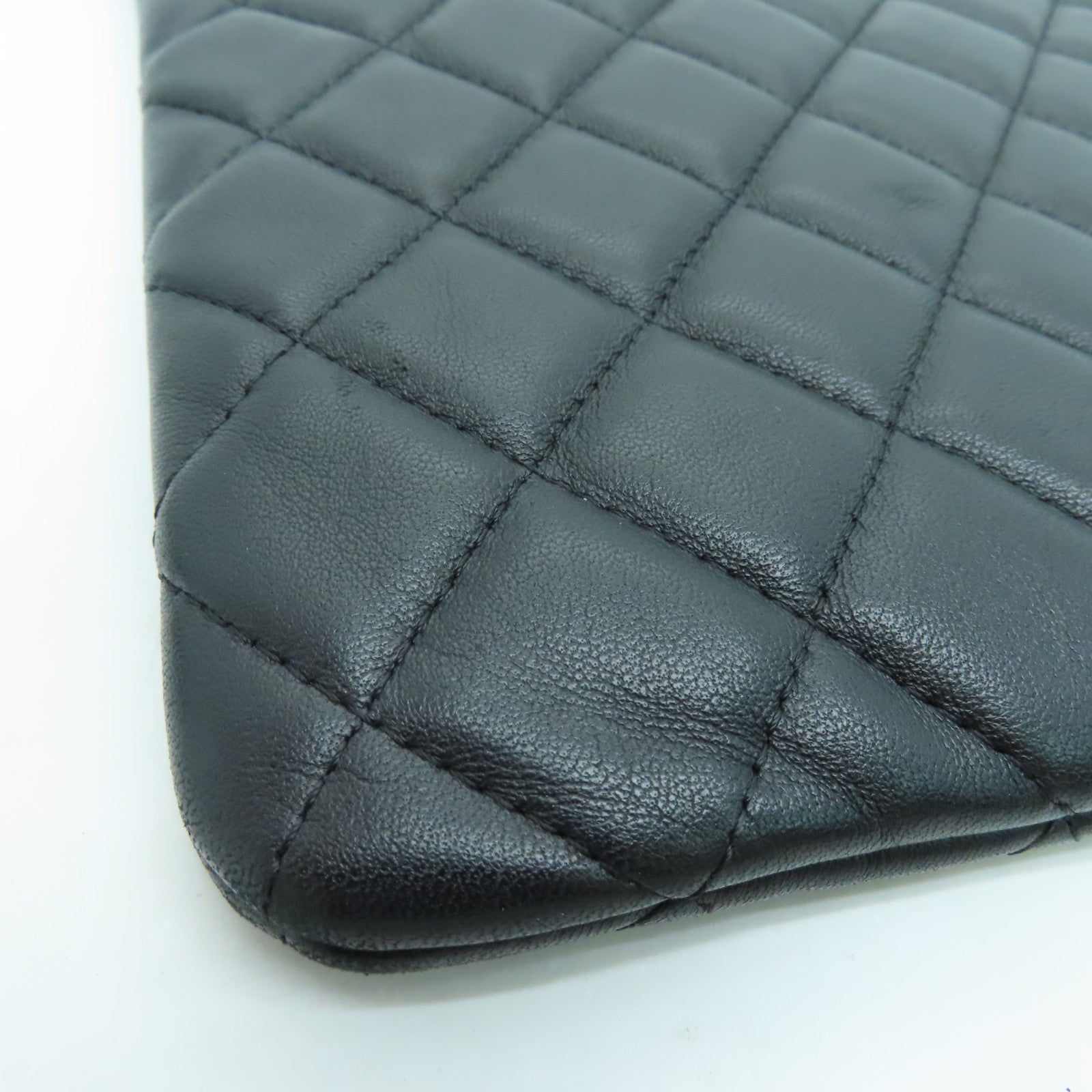 CHANEL rhombus sheepskin leather Clutch Bag gold buckle clutch bag black