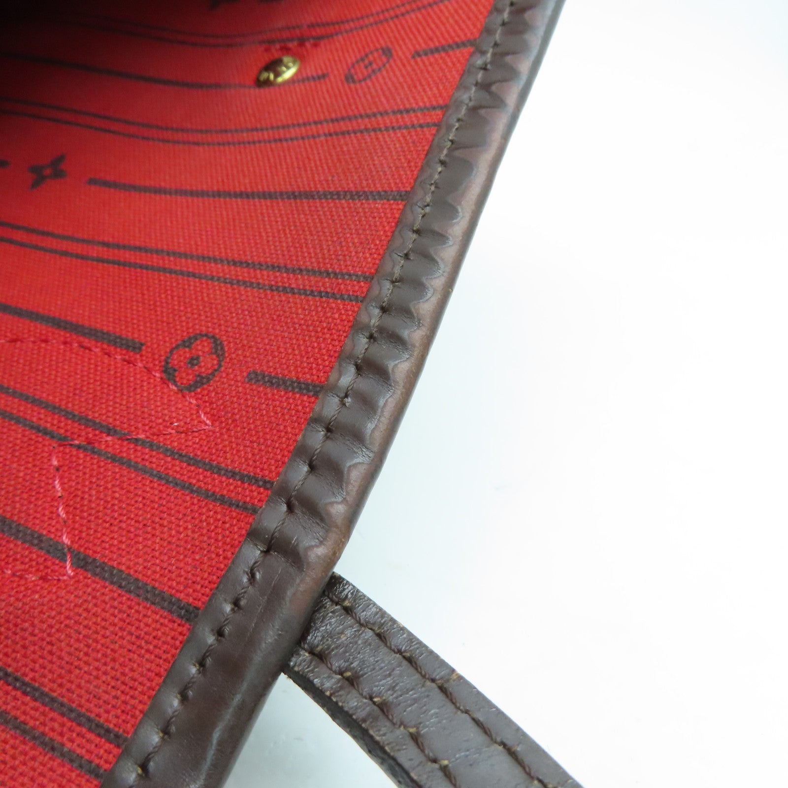 LOUIS VUITTON Damier Neverfull MM手挽袋金扣啡色
