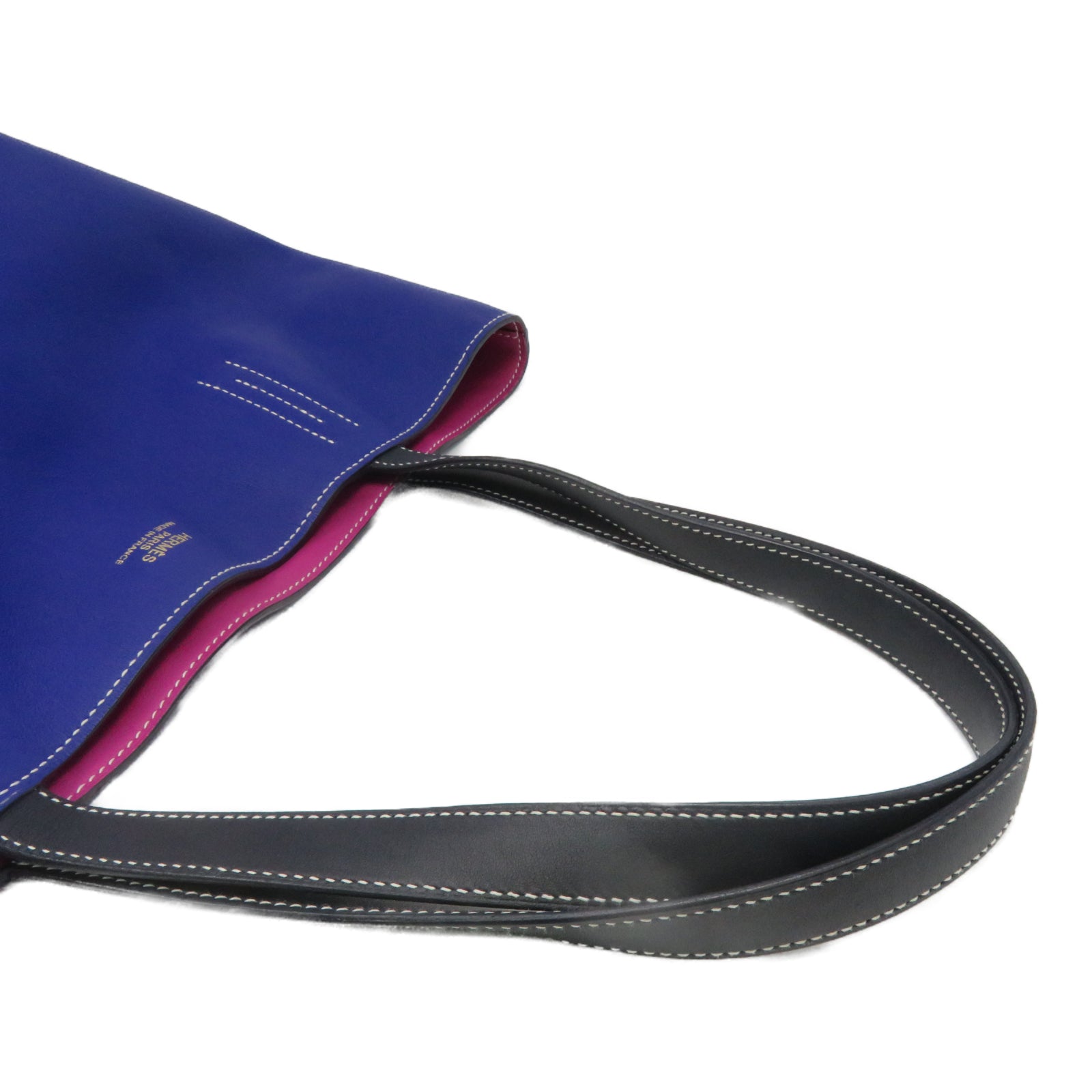HERMES [Sharp Discount] Swift Leather Double Sens 45 Shoulder Bag Lightning Blue/Magnolia Pink